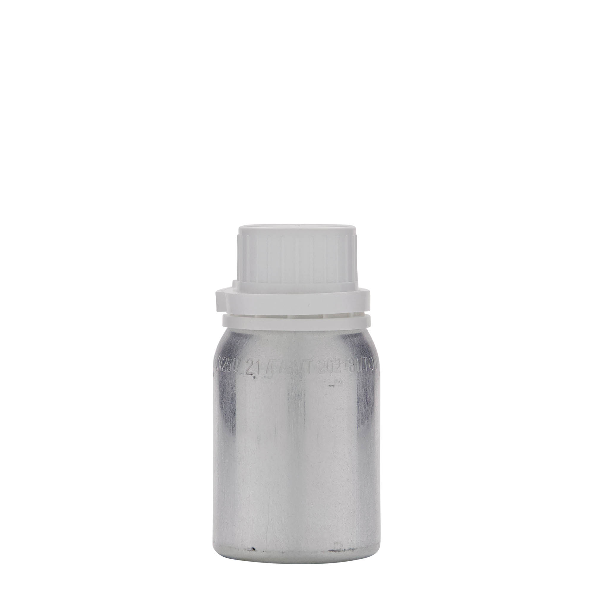 125 ml alumiinipullo, metalli, hopea, suuaukko: DIN 32