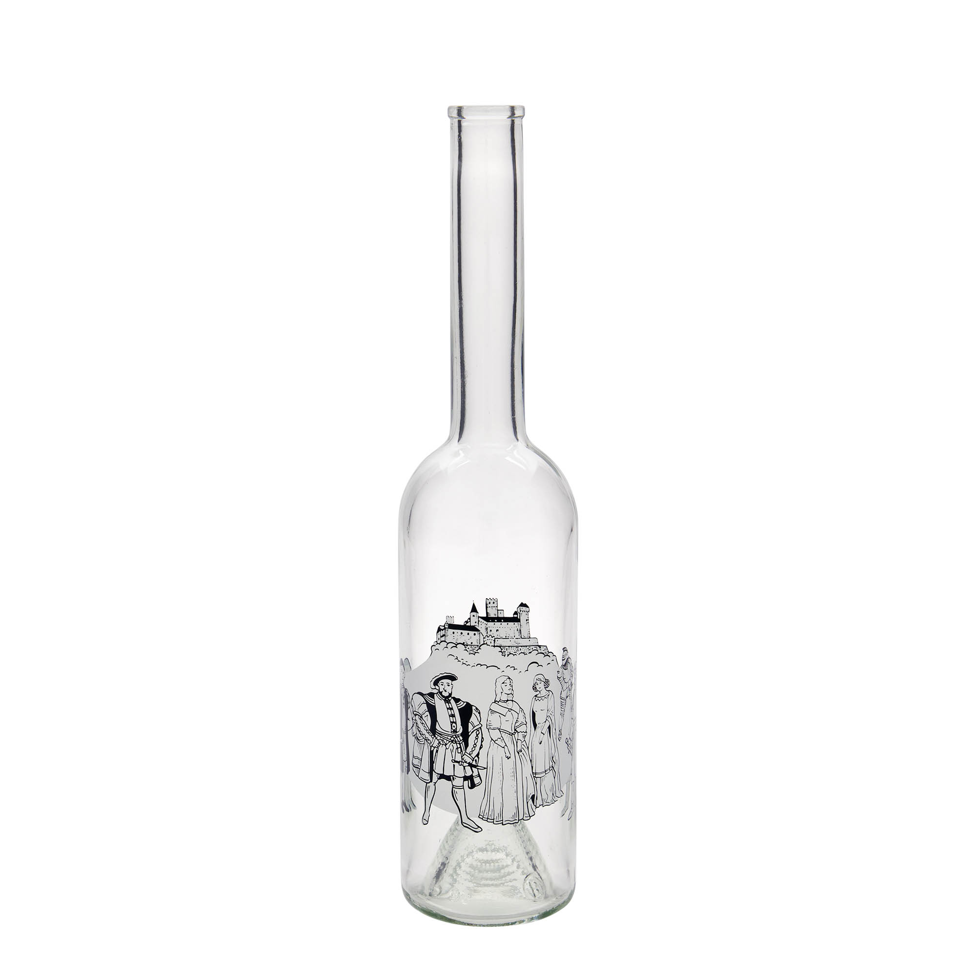 500 ml lasipullo 'Opera', kuva-aihe: Keskiaika, suuaukko: korkki 500 ml lasipullo 'Opera', kuva-aihe: Keskiaika, suuaukko: korkki