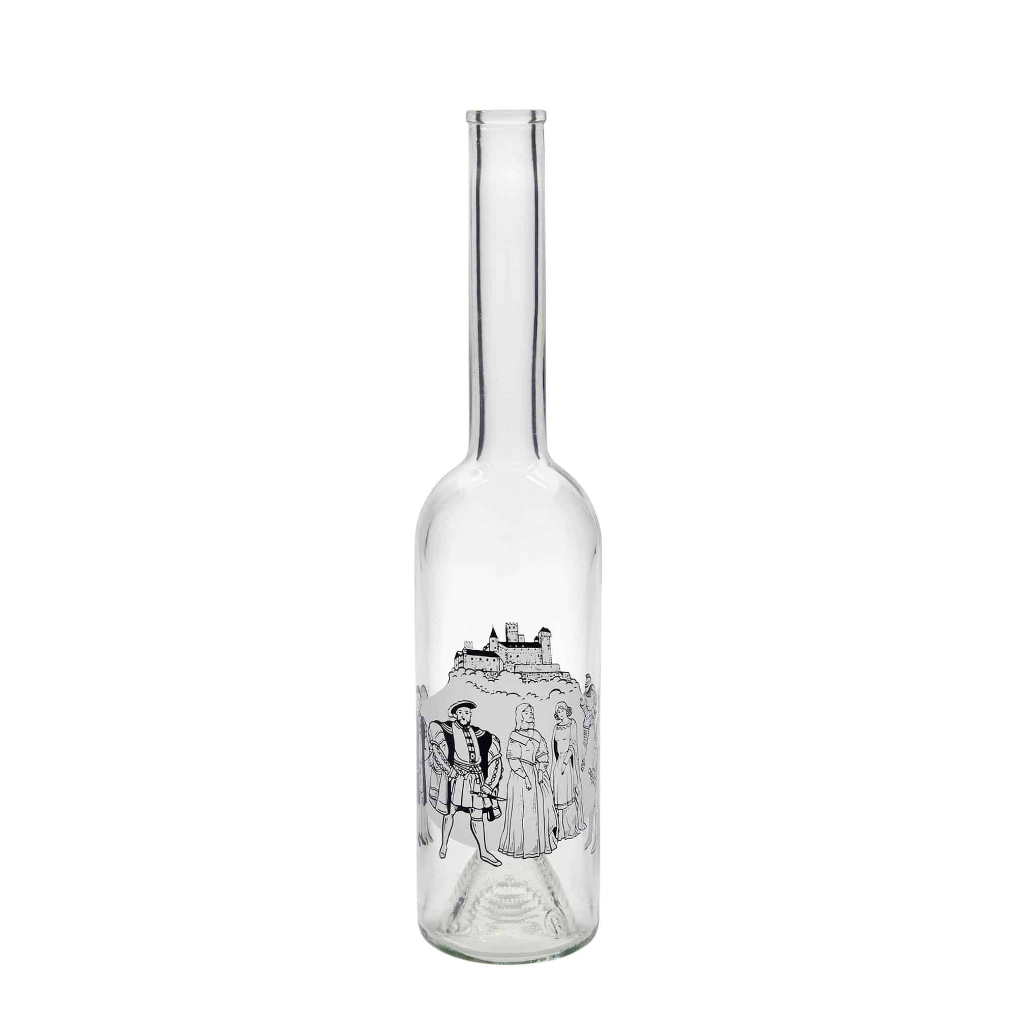 500 ml lasipullo ”Opera”, kuva-aihe: Keskiaika, suuaukko: korkki