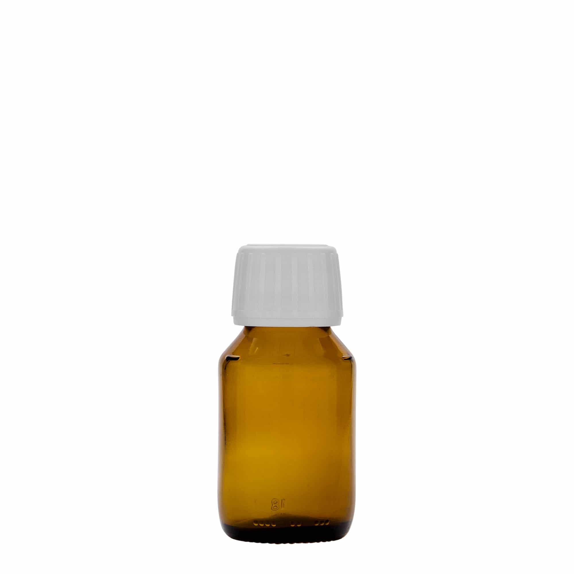 50 ml lääkeputkilo, ruskea, lasia, suuaukon koko: PP 28