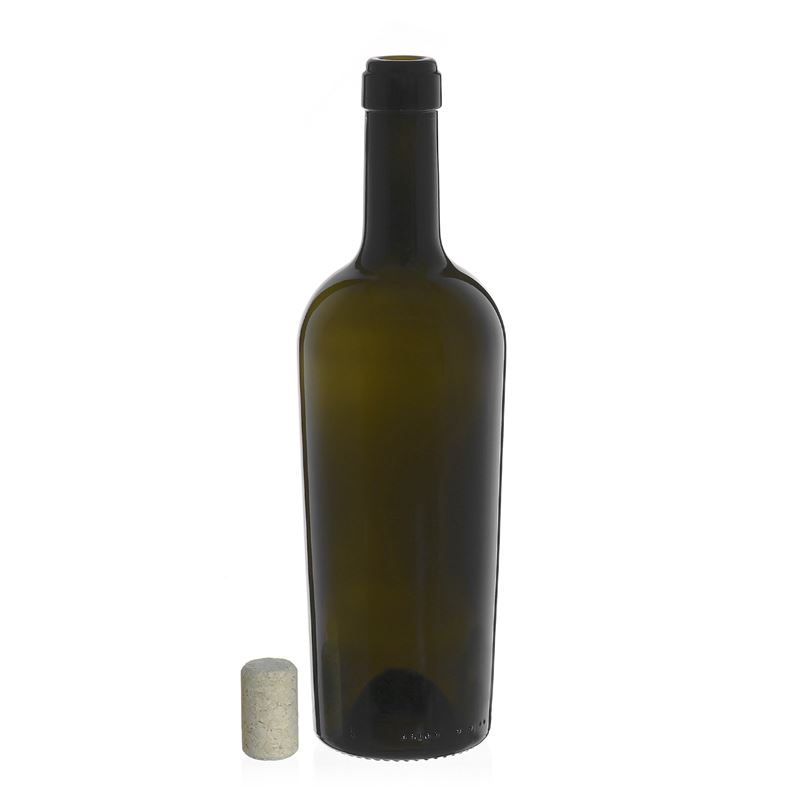 750 ml viinipullo 'Imperiale', antiikkivihreä, suuaukko: korkki