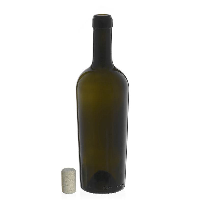 750 ml viinipullo 'Imperiale', antiikkivihreä, suuaukko: korkki