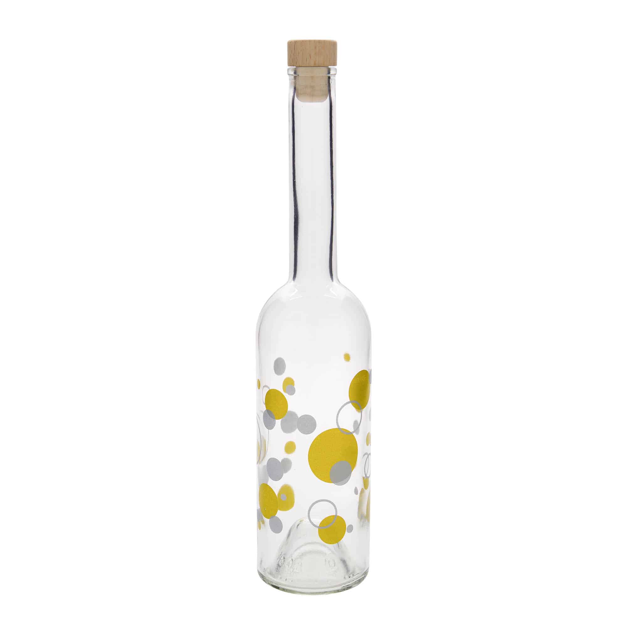 500 ml lasipullo 'Ooppera', kuvio: pisteet, suu: korkki