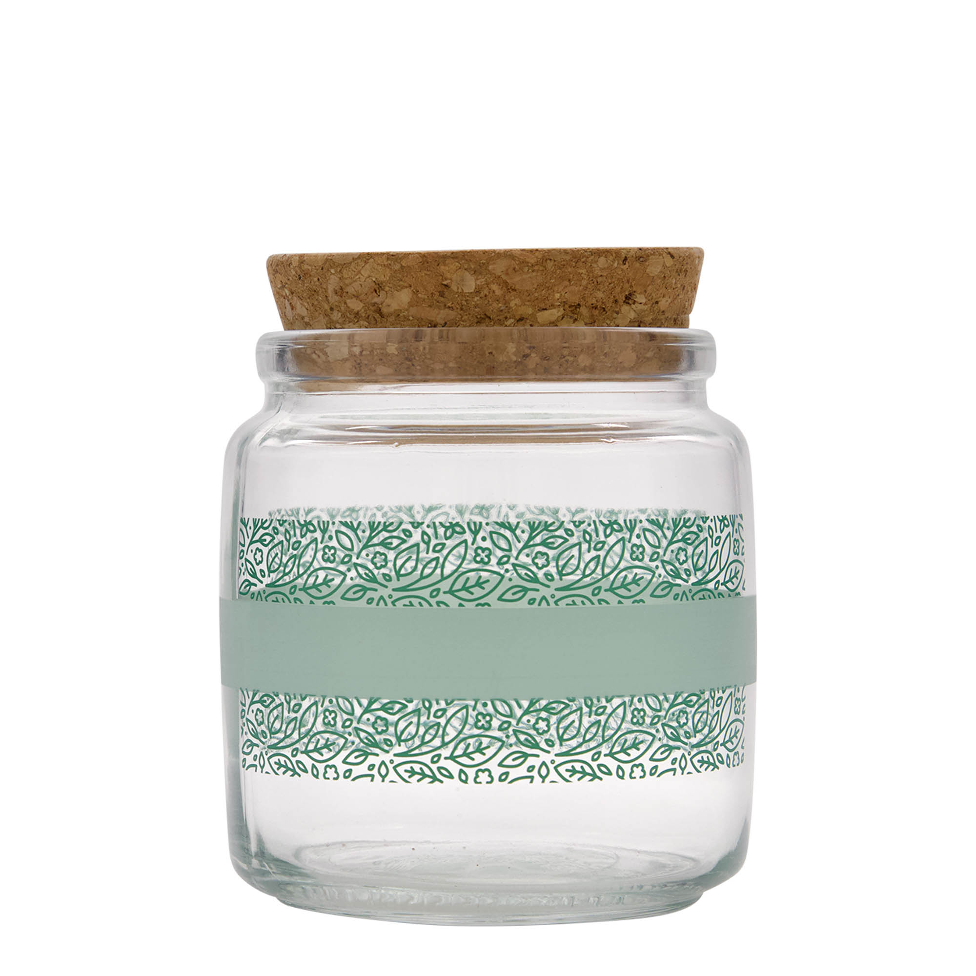 750 ml lasipurkki korkkikannella 'Giara', kuvio: Naturalmente verde, suu: korkki