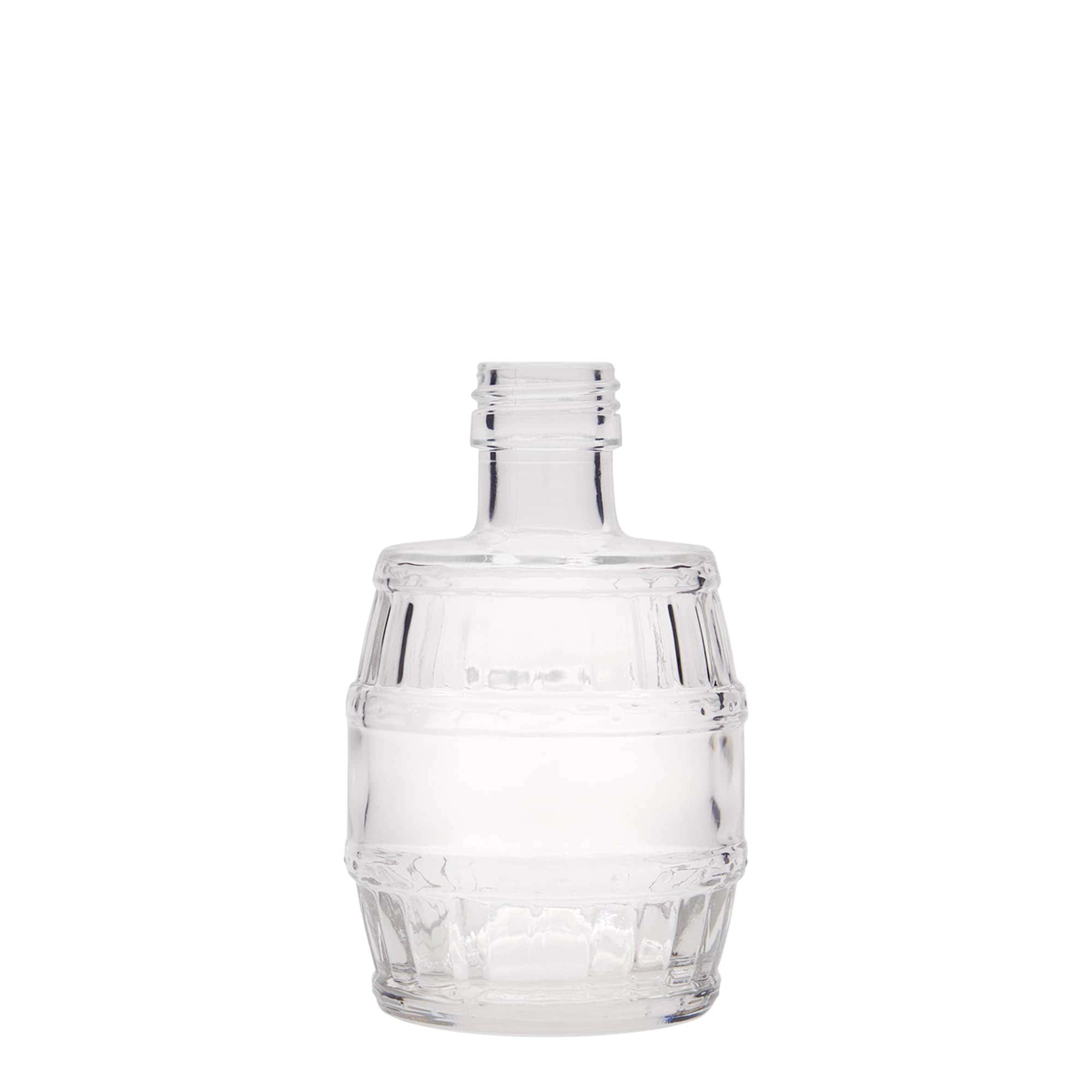 200 ml lasipullo 'tynnyri', suuaukko: PP 28