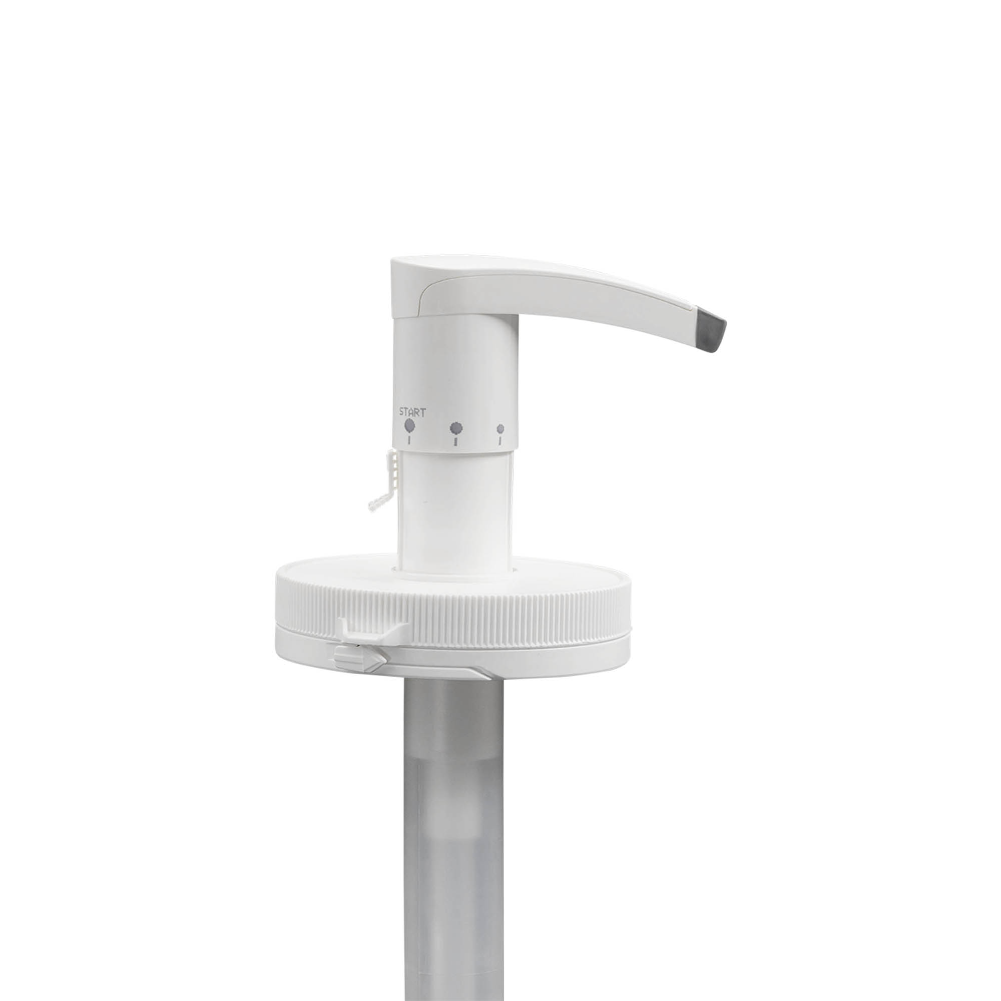 Annostelupumppu 655 ml:n 'Securibox'-säiliölle, PE-muovia, valkoinen, suuaukolle: ruuvikorkki Annostelupumppu 655 ml:n 'Securibox'-säiliölle, PE-muovia, valkoinen, suuaukolle: ruuvikorkki