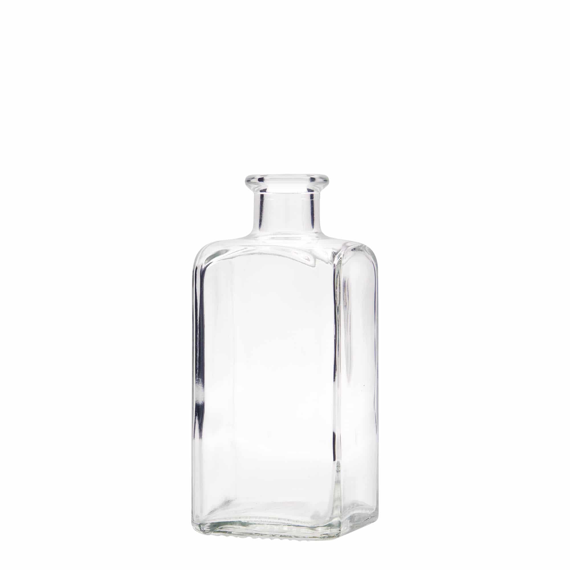 250 ml apteekkarin lasipullo Carré, neliö, suu: korkki