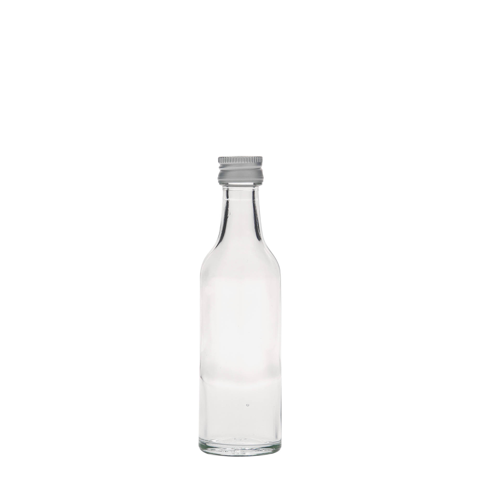 50 ml lasipullo suorakauluksella, suuaukko: PP 18 50 ml lasipullo suorakauluksella, suuaukko: PP 18