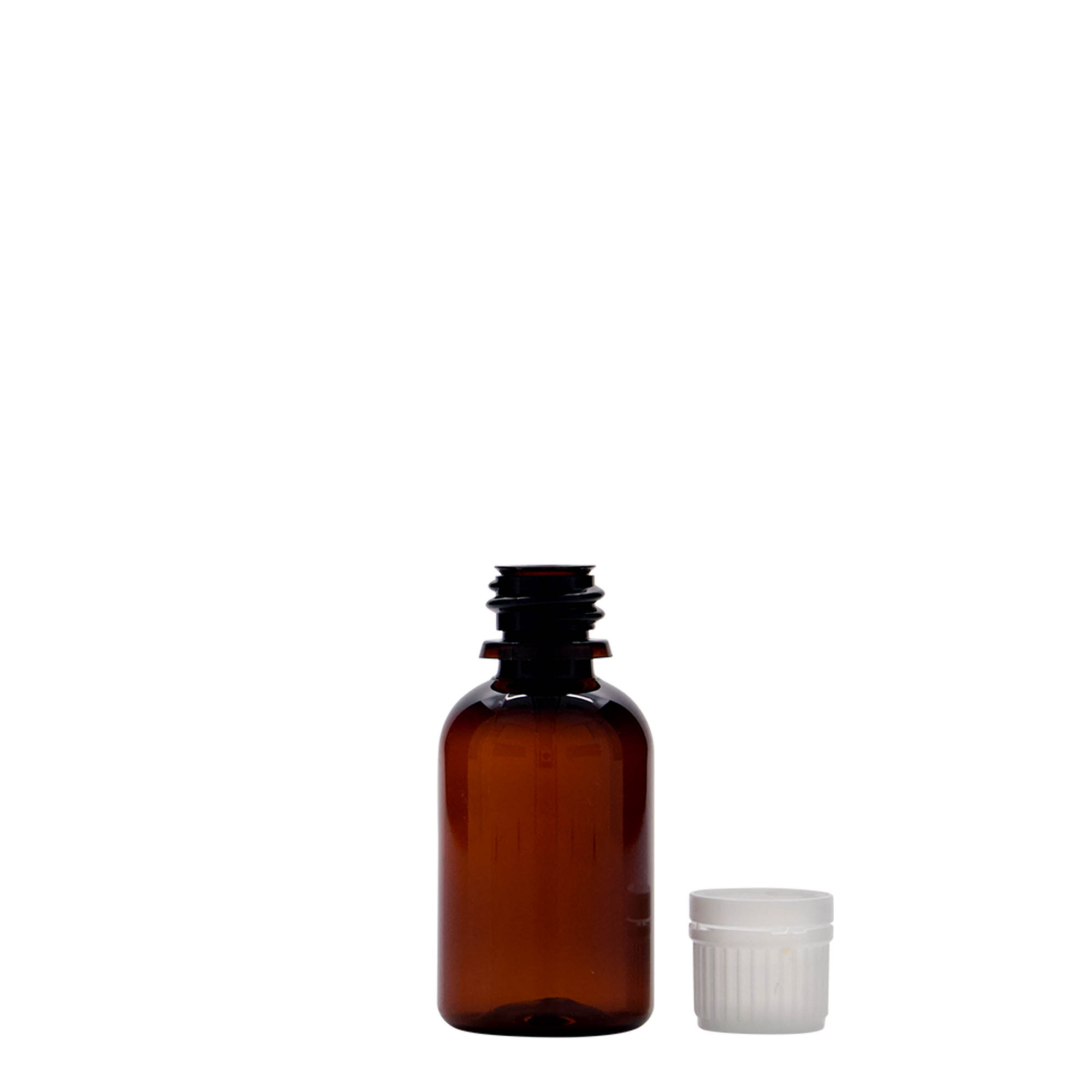 30 ml PET-lääkepullo 'Easy Living', ruskea, muovi, suuaukko: DIN 18