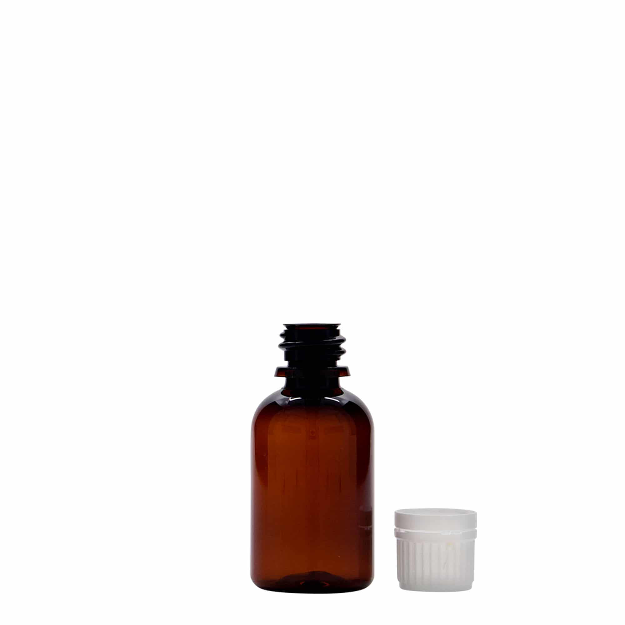 30 ml PET-lääkepullo ”Easy Living”, ruskea, muovi, suuaukko: DIN 18