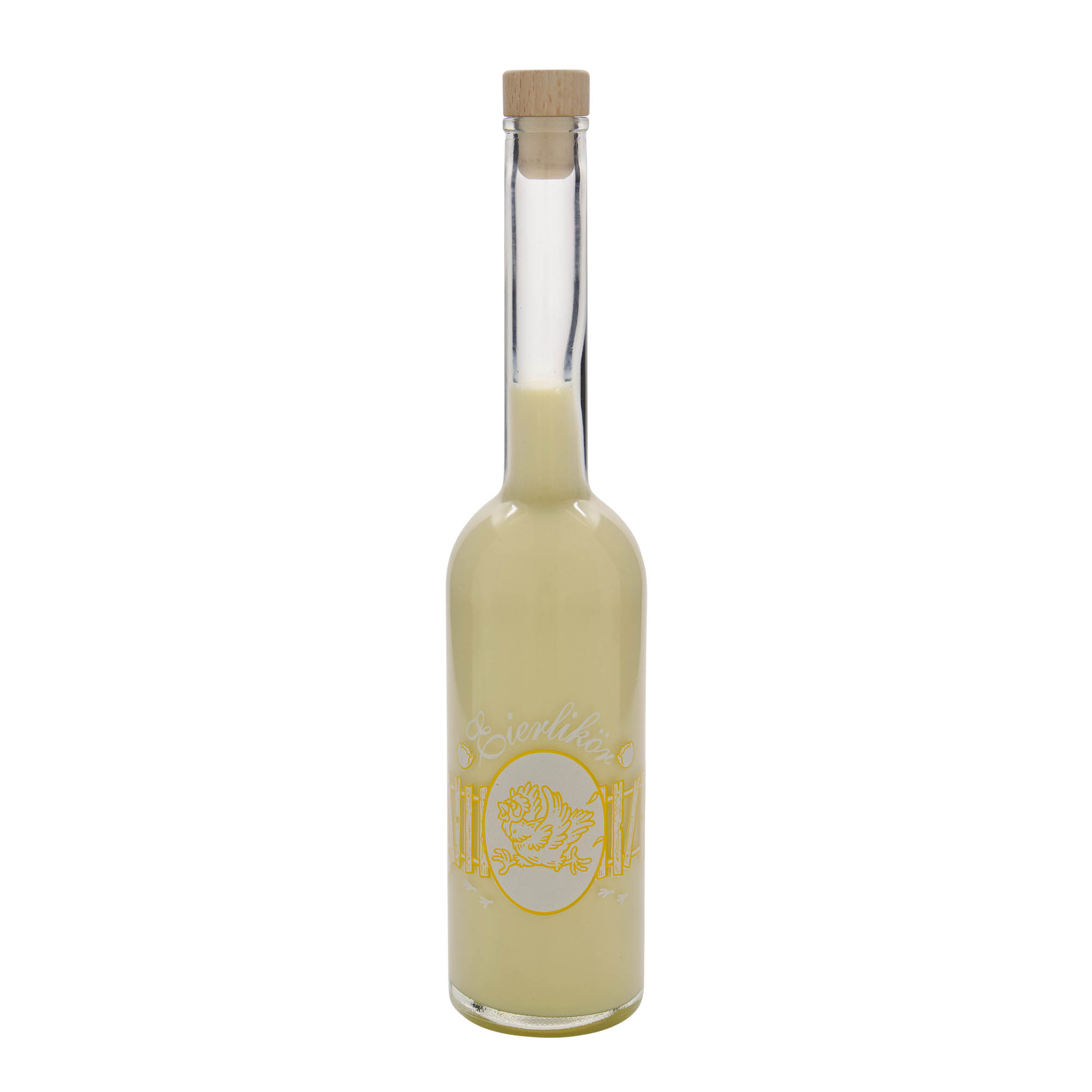 500 ml lasipullo 'Opera', kuvio: munalikööri, suuaukko: korkki