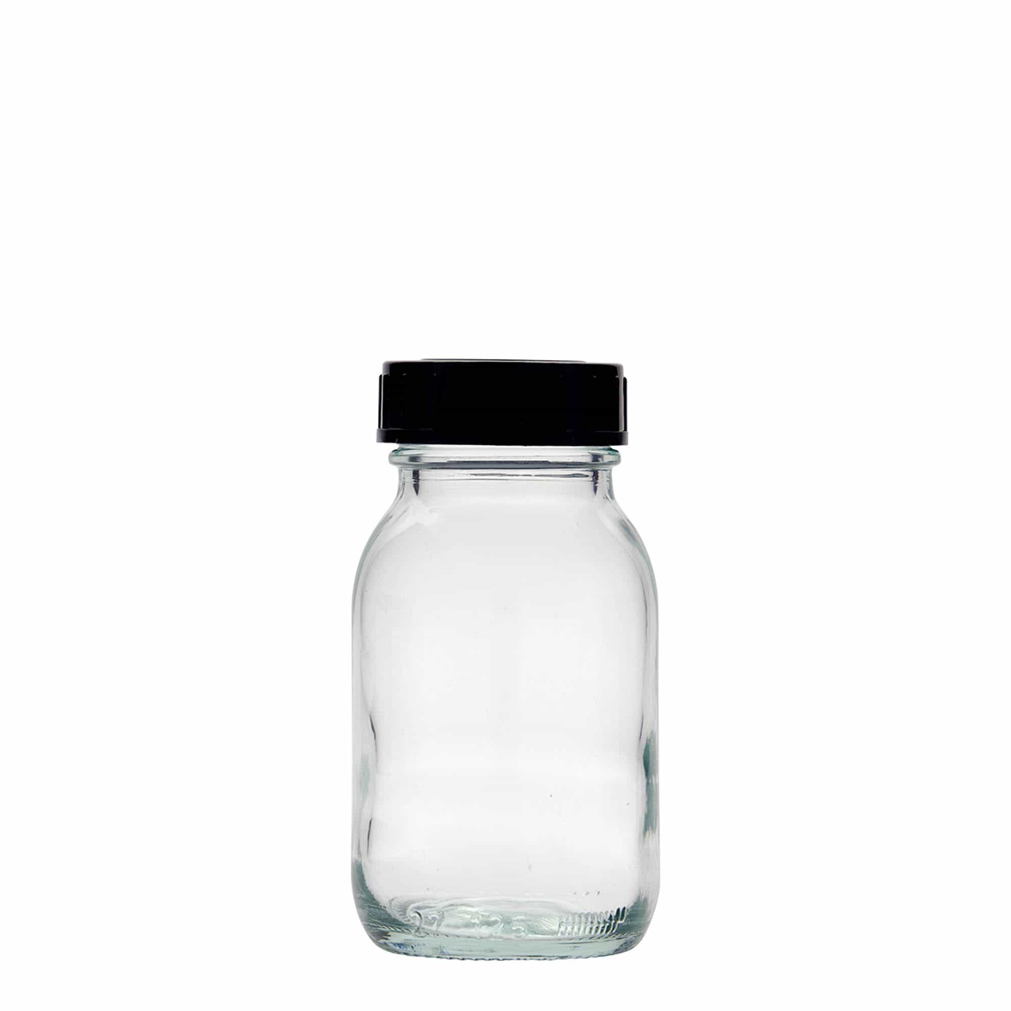 125 ml leveäkaulainen lasi, suuaukko: DIN 40