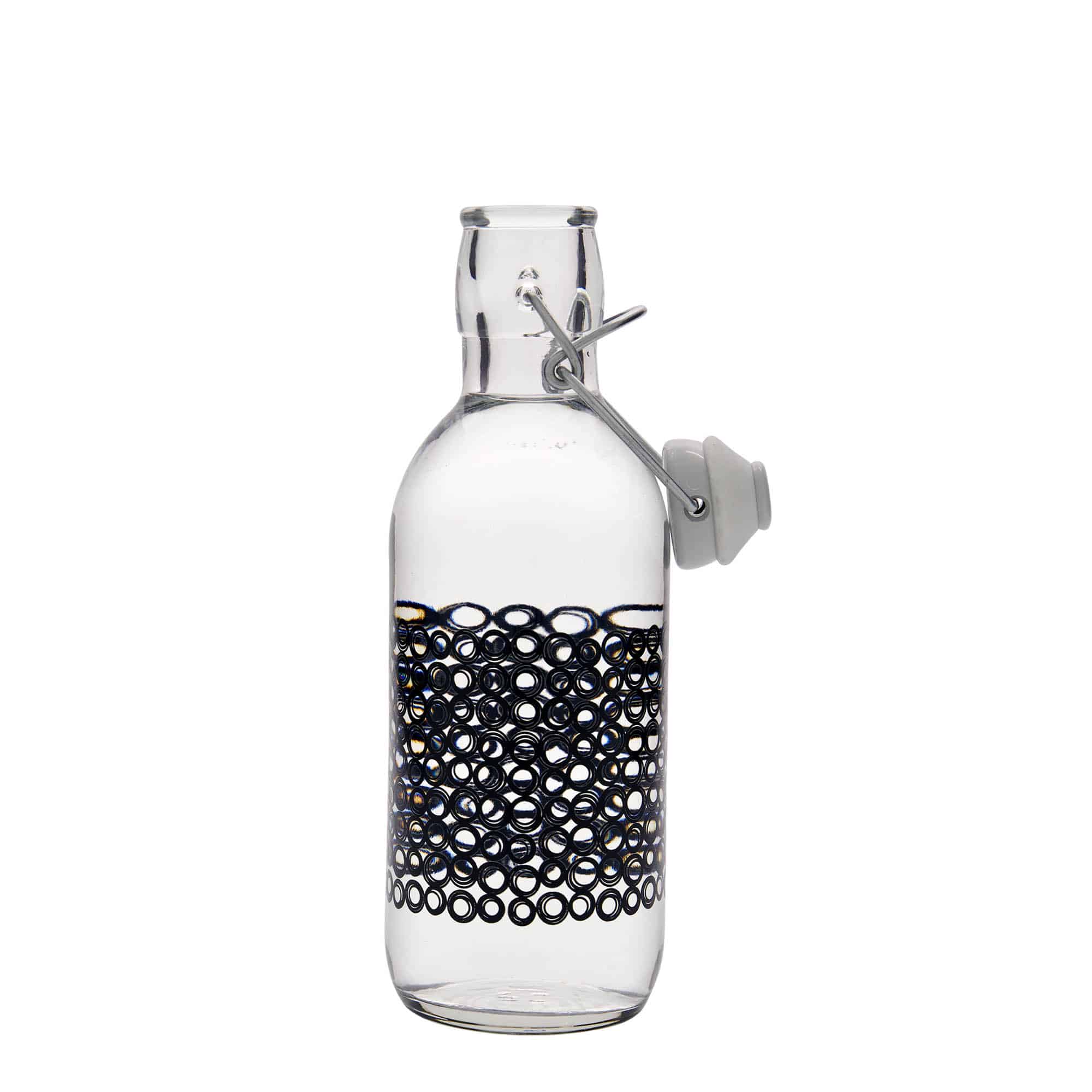 500 ml lasipullo 'Emilia', kuvio: Circola nero, suu: patenttikorkki