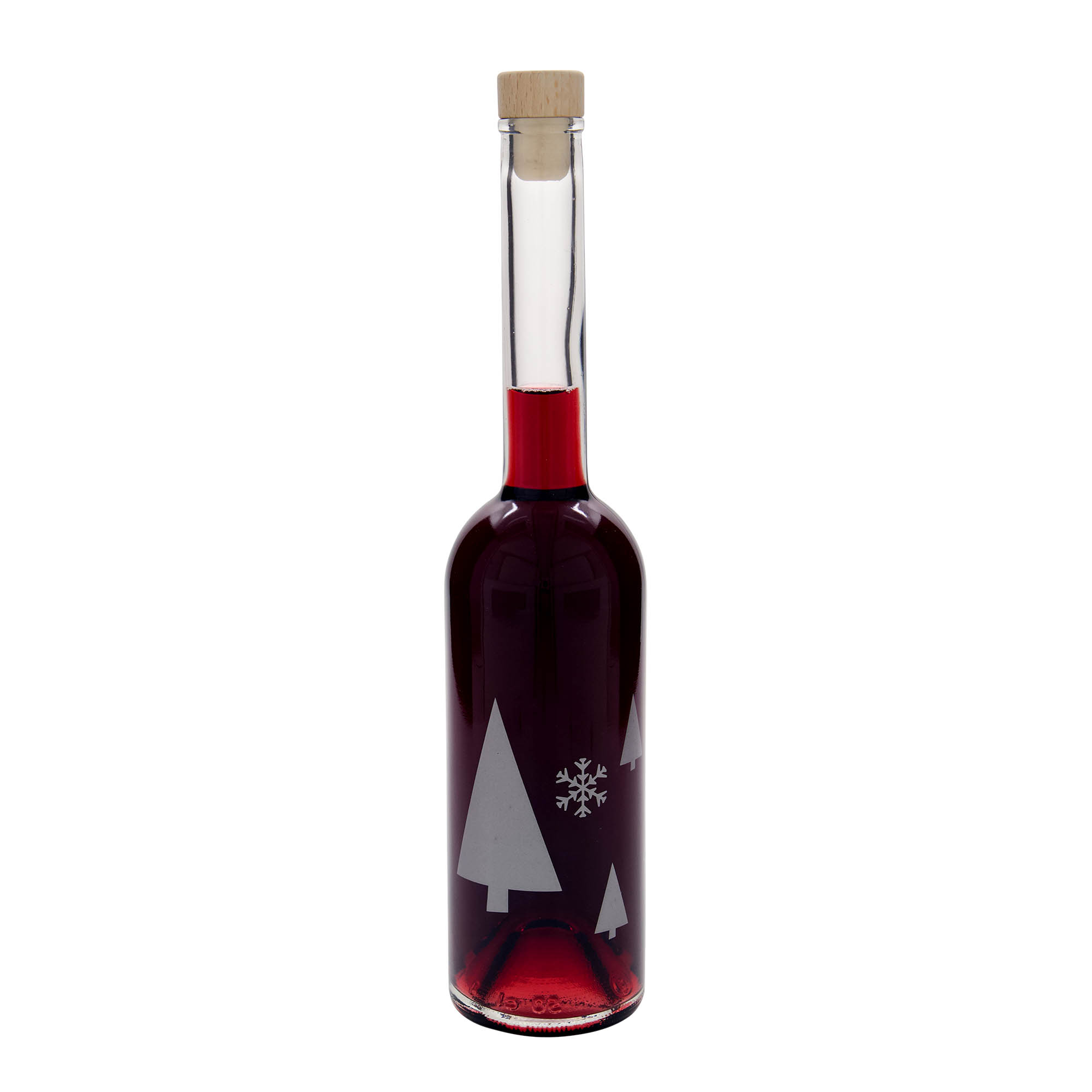 500 ml lasipullo 'Opera', kuvio: lumihiutaleet, suuaukko: korkki