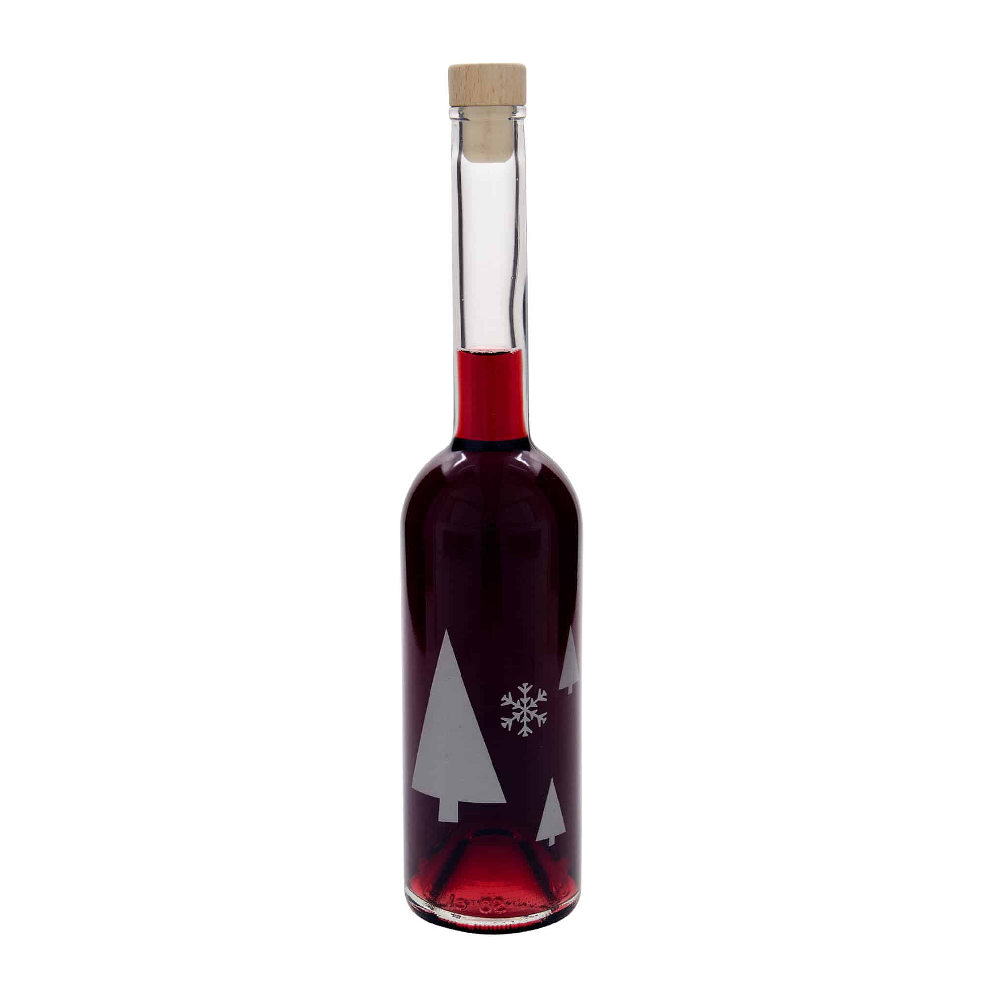500 ml lasipullo 'Opera', kuvio: lumihiutaleet, suuaukko: korkki