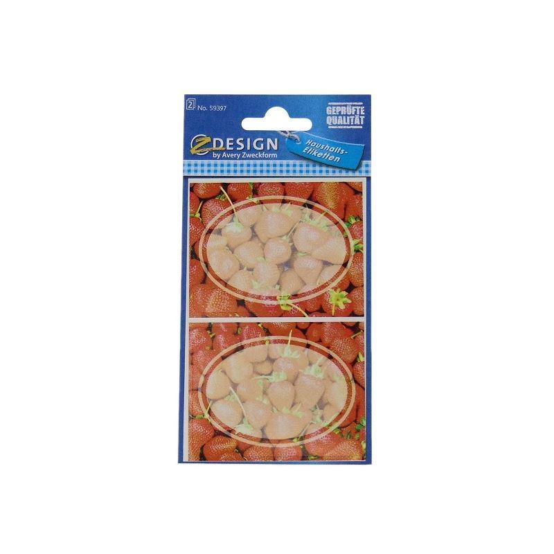 Zweckform-tarrat 'Mansikat', ovaali, paperi, monivärinen Zweckform-tarrat 'Mansikat', ovaali, paperi, monivärinen