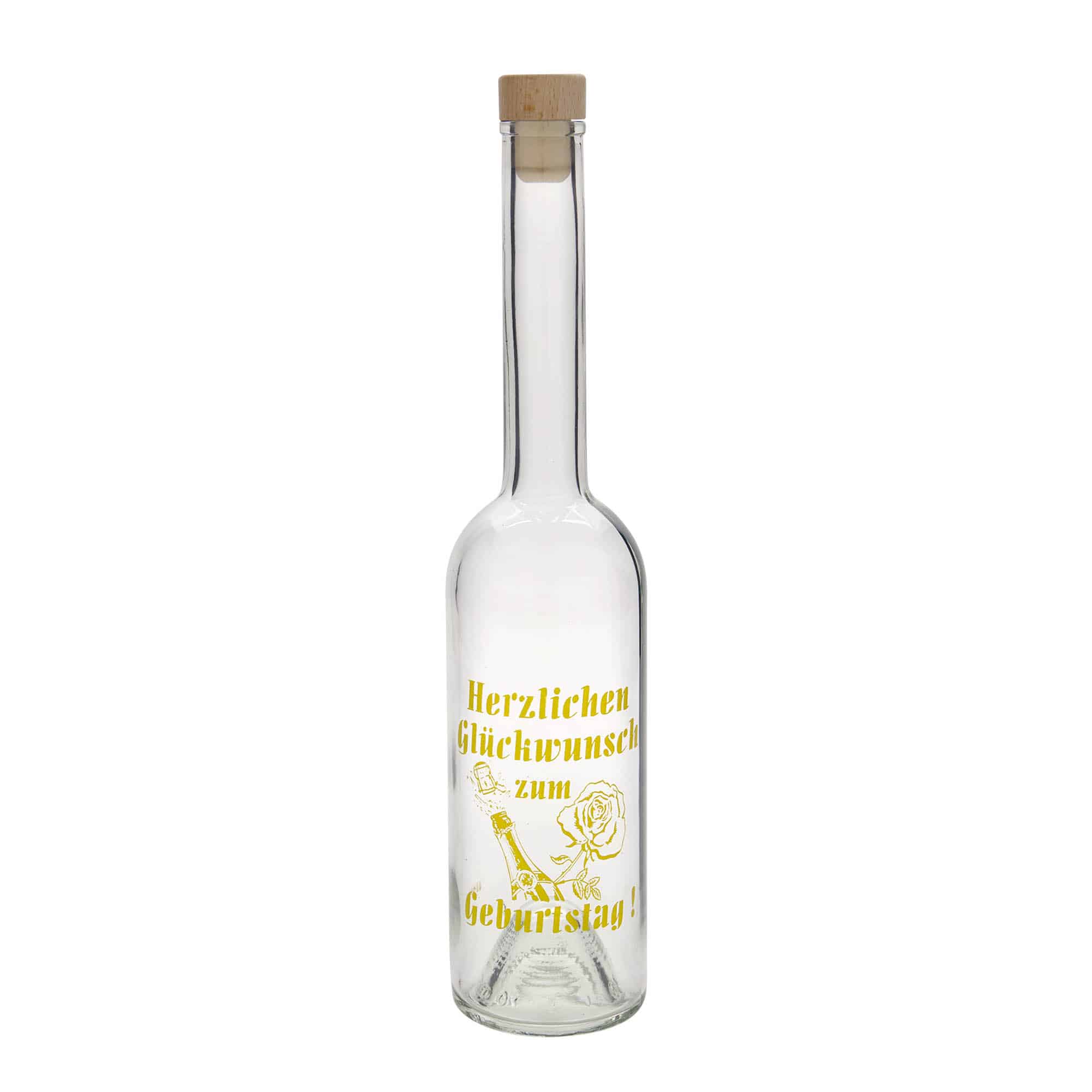 500 ml lasipullo 'Ooppera', kuvio: Apple, suu: korkki