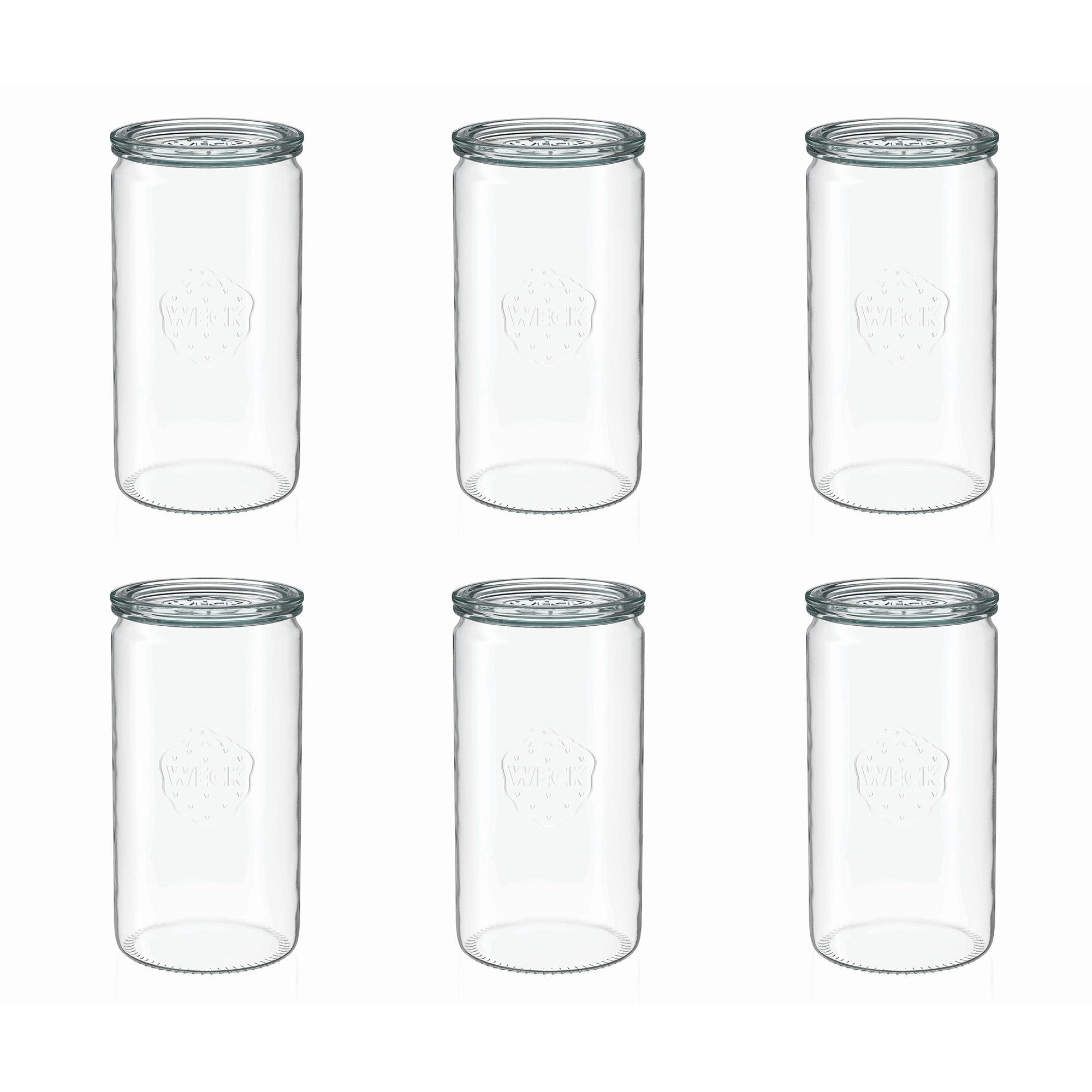 6x 1575 ml WECK-sylinterilasi lasikannella RR 100
