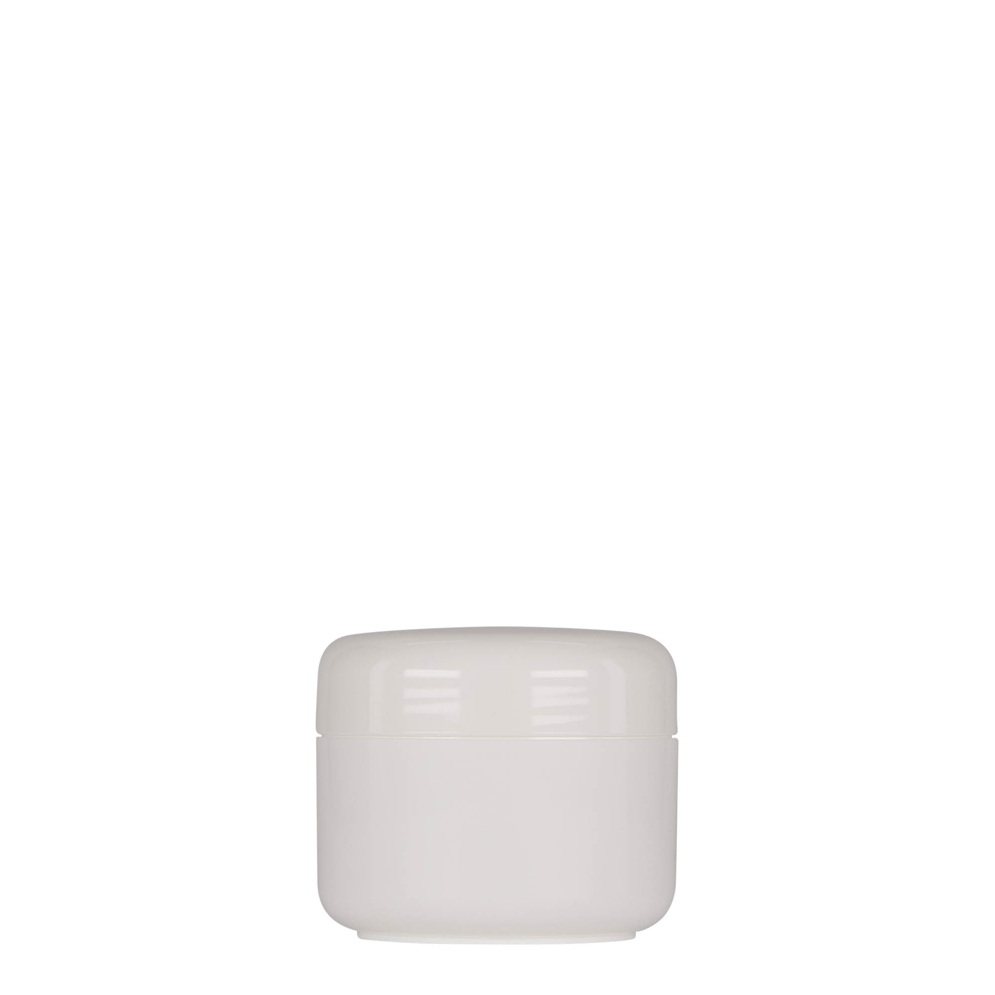 50 ml muovipurkki 'Bianca', PP, valkoinen, suuaukon suljin: kierrekorkki