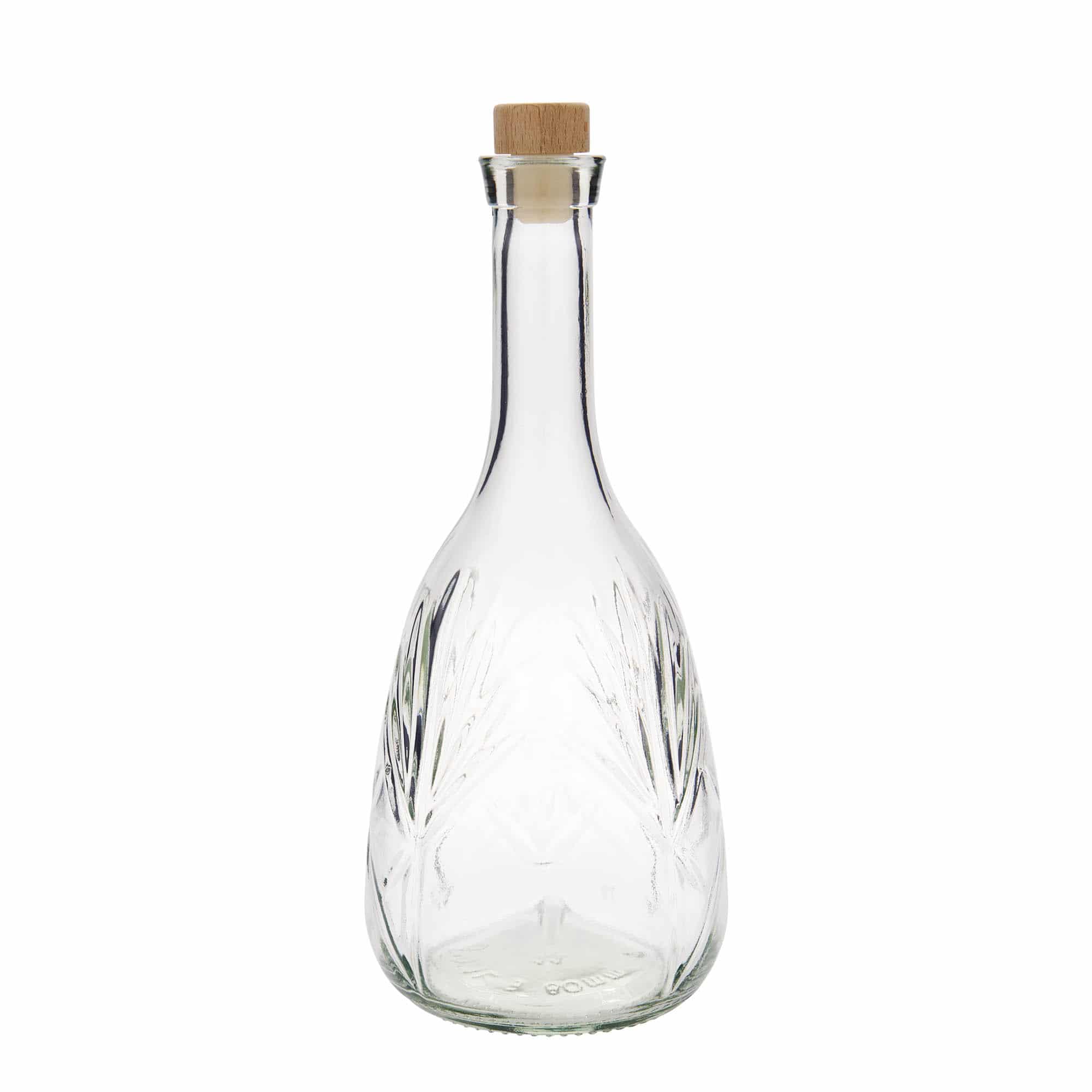 1000 ml lasipullo 'Reliefa', suu: korkki
