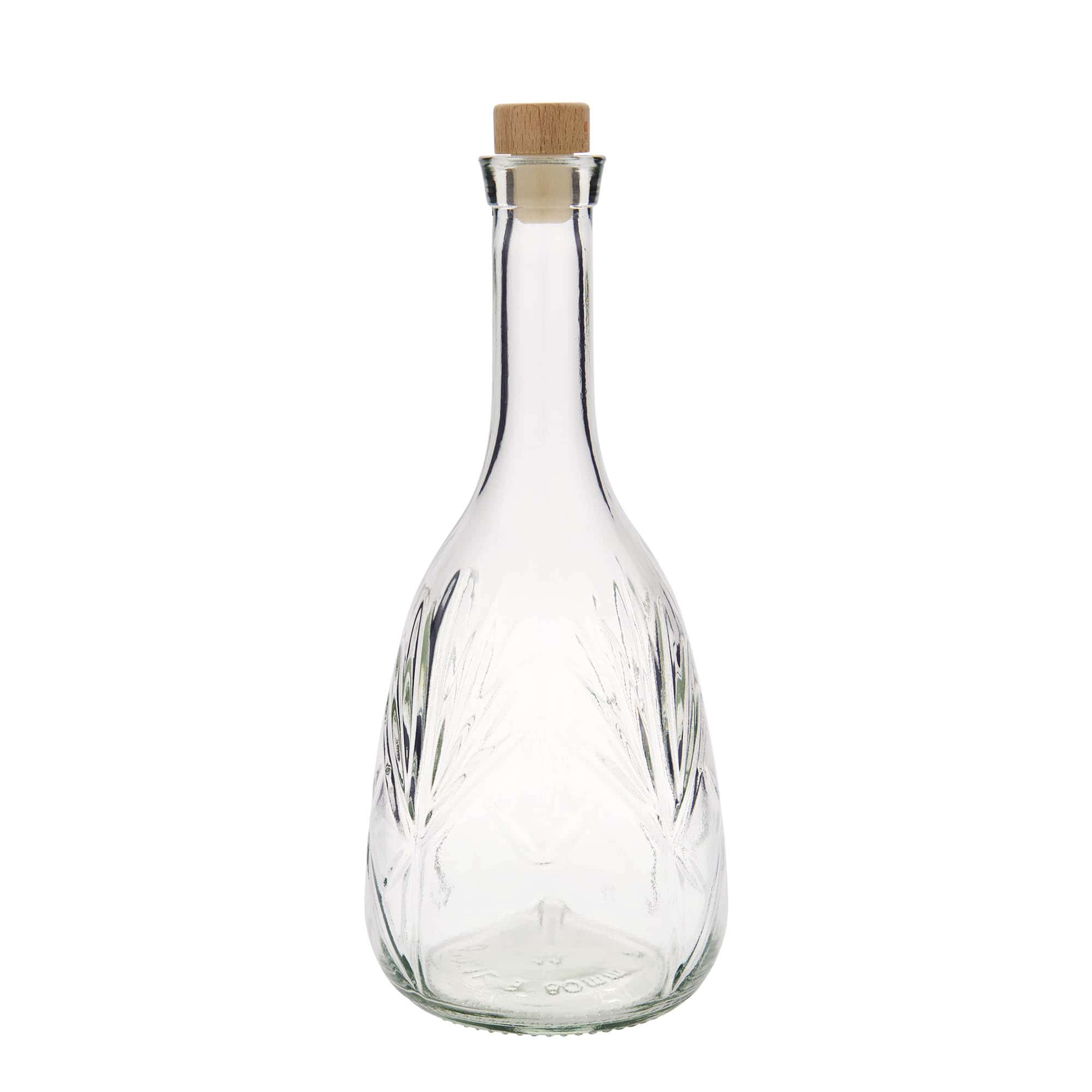 1 000 ml lasipullo 'Reliefa', suuaukko: korkki