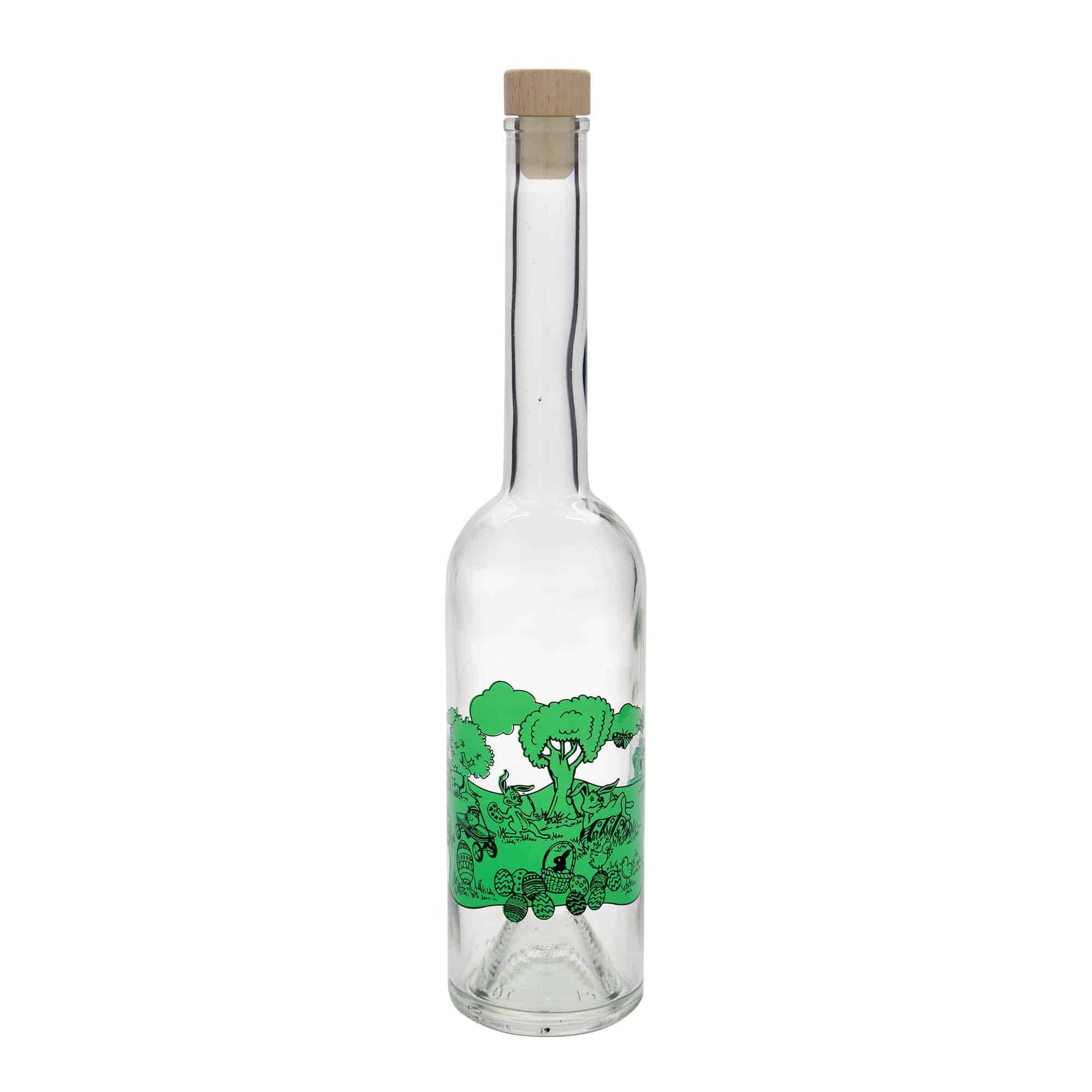 500 ml lasipullo 'Ooppera', kuvio: iloista pääsiäistä, suu: korkki