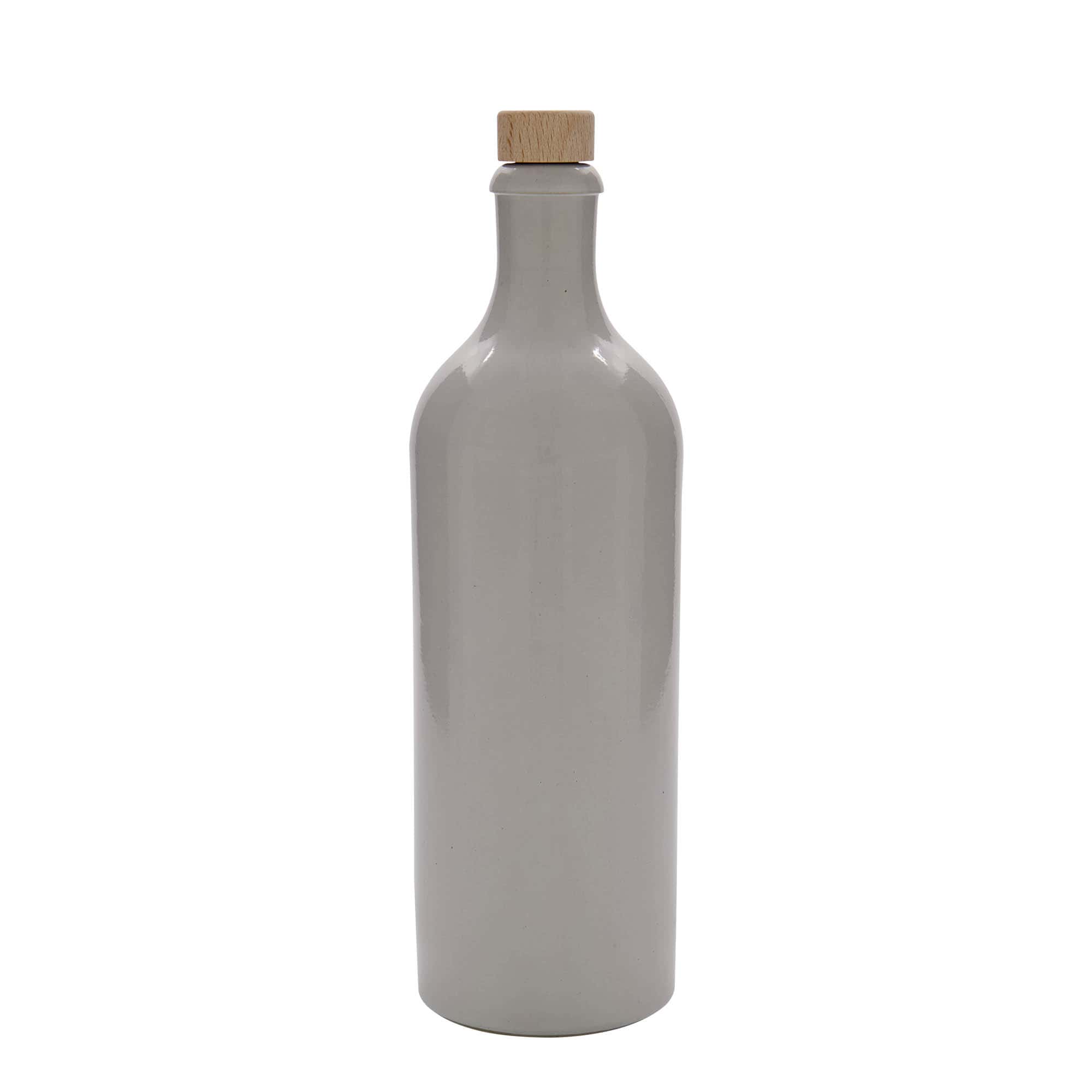 750 ml saviruukku, kivikeramiikka, valkoinen, suuaukko: korkki