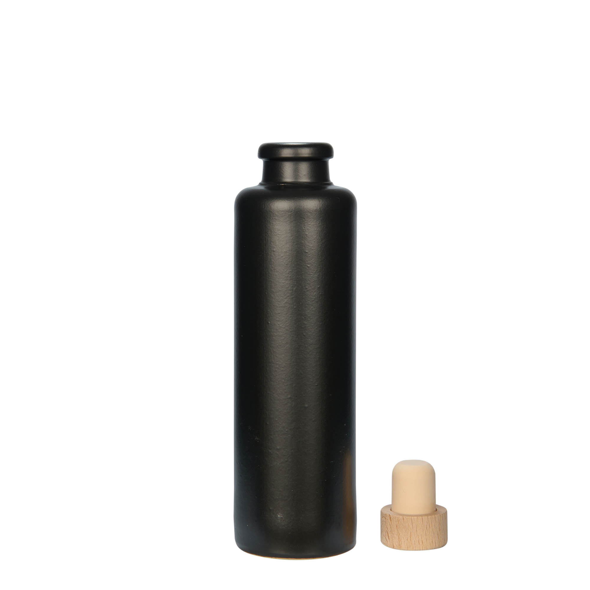 200 ml saviruukku, kivitavara, musta, suuaukko: korkki
