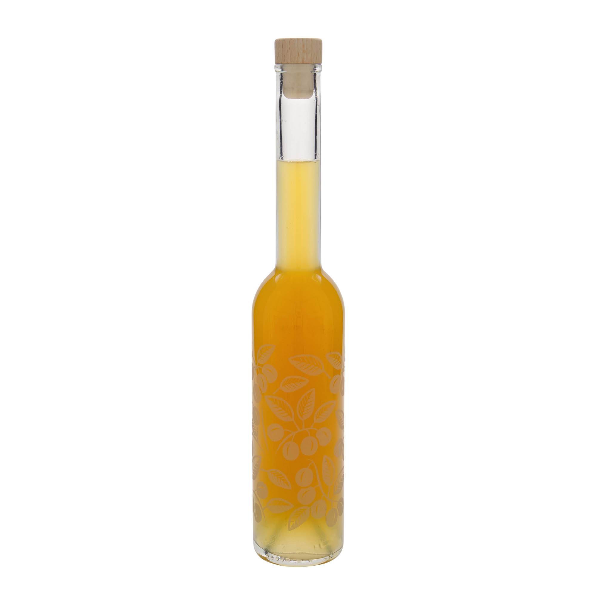 350 ml lasipullo 'Opera', koriste: Mirabellen, suuaukko: korkki 350 ml lasipullo 'Opera', koriste: Mirabellen, suuaukko: korkki