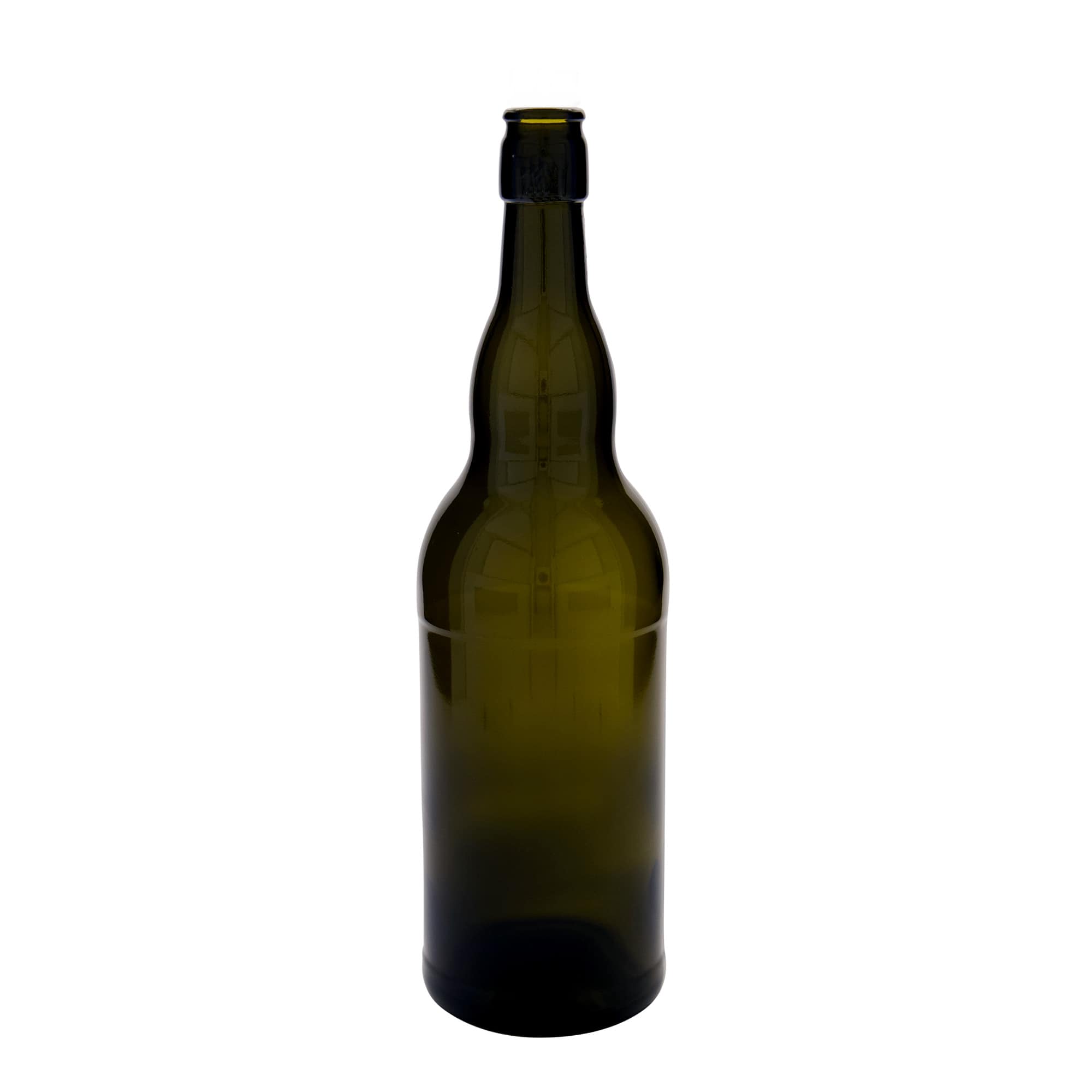 1 000 ml olutpullo Belgia, lasi, antiikkivihreä, suuaukko: lukitusmekanismi
