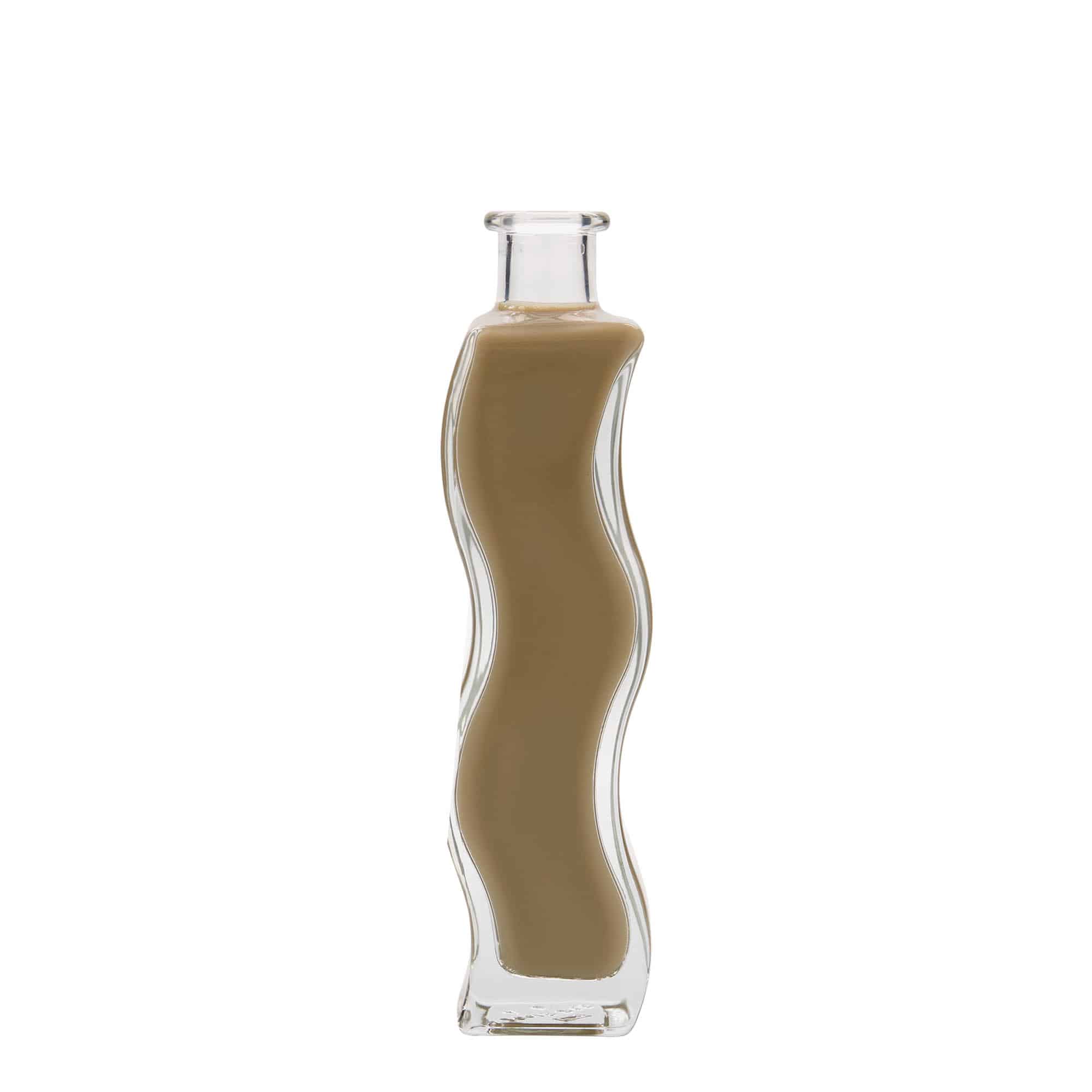 200 ml lasipullo 'Aallot', neliö, suu: korkki