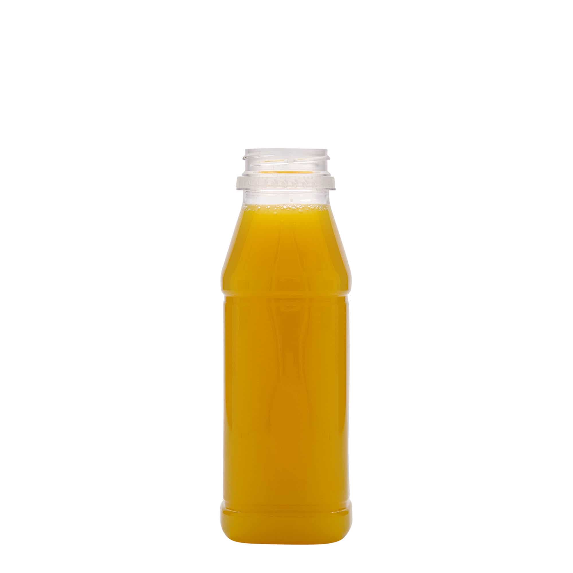 330 ml PET-pullo 'Milk and Juice Carré', neliö, muovi, suu: 38 mm