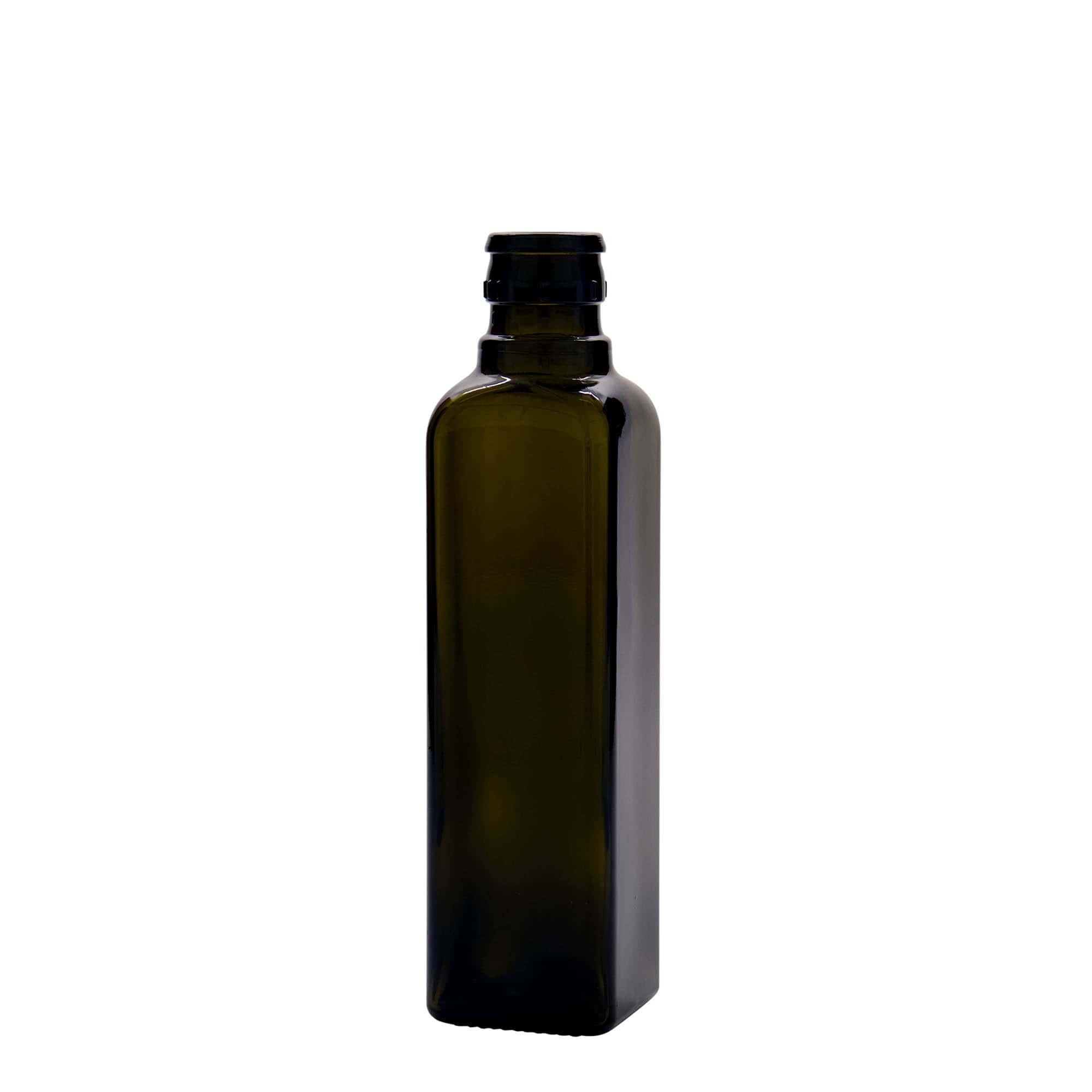 250 ml etikka-/öljypullo 'Quadra', lasia, neliönmuotoinen, antiikkivihreä, suuaukko: DOP