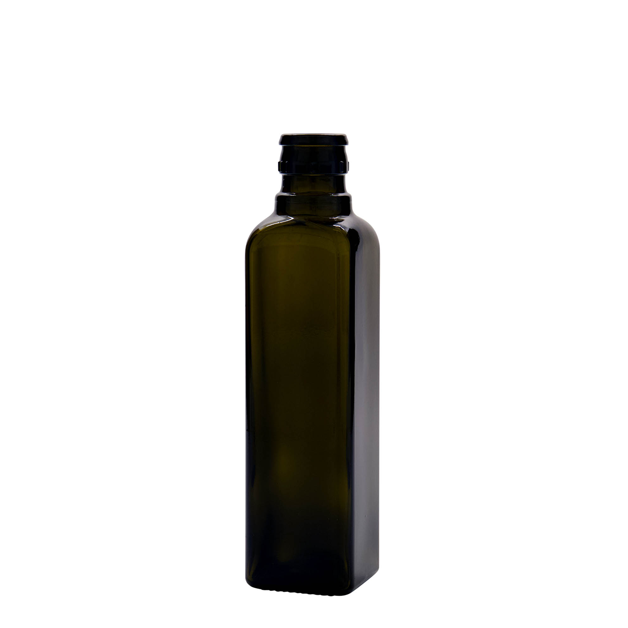 250 ml etikka-/öljypullo ”Quadra”, lasia, neliönmuotoinen, antiikkivihreä, suuaukko: DOP