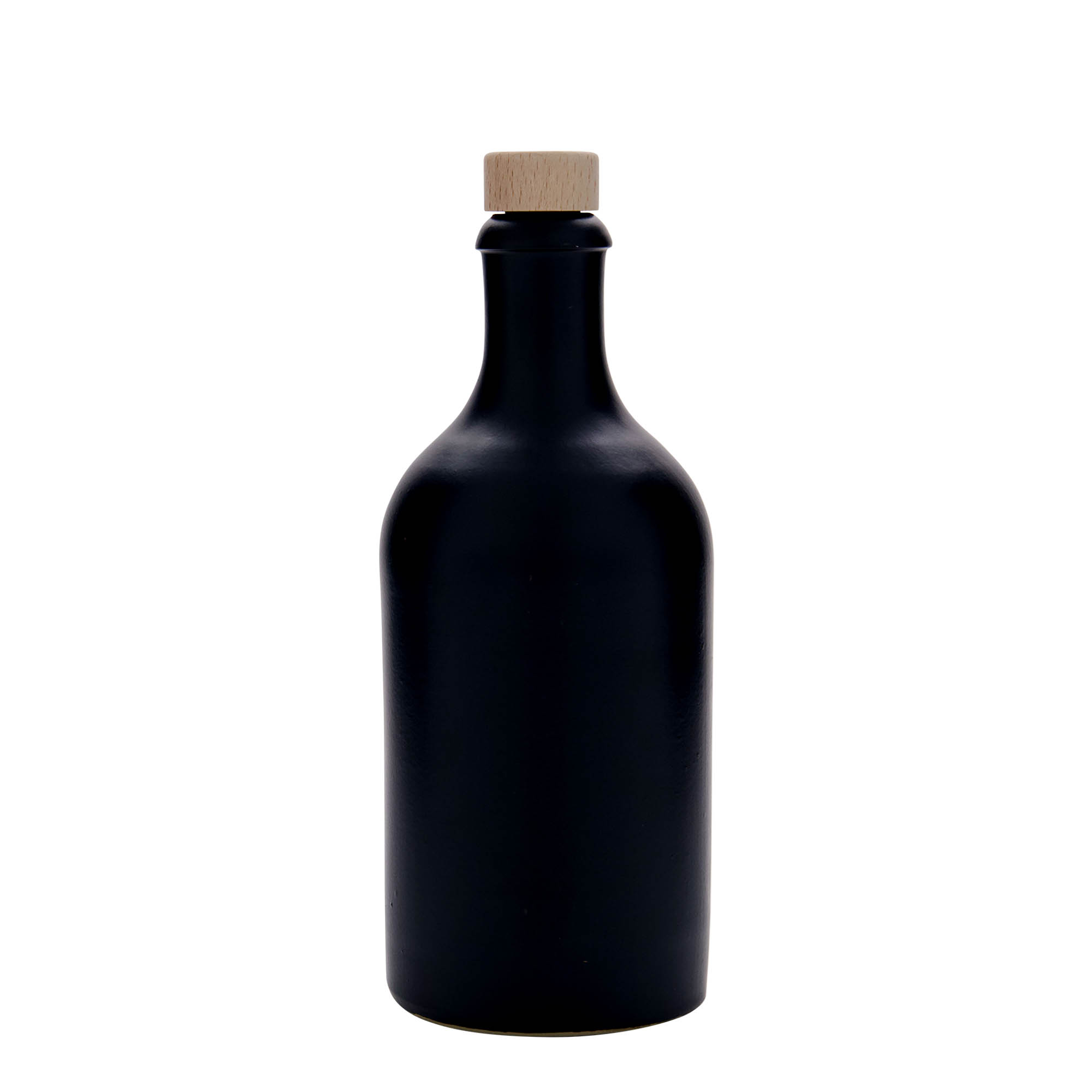 500 ml saviruukku, kivitavara, musta, suuaukko: korkki