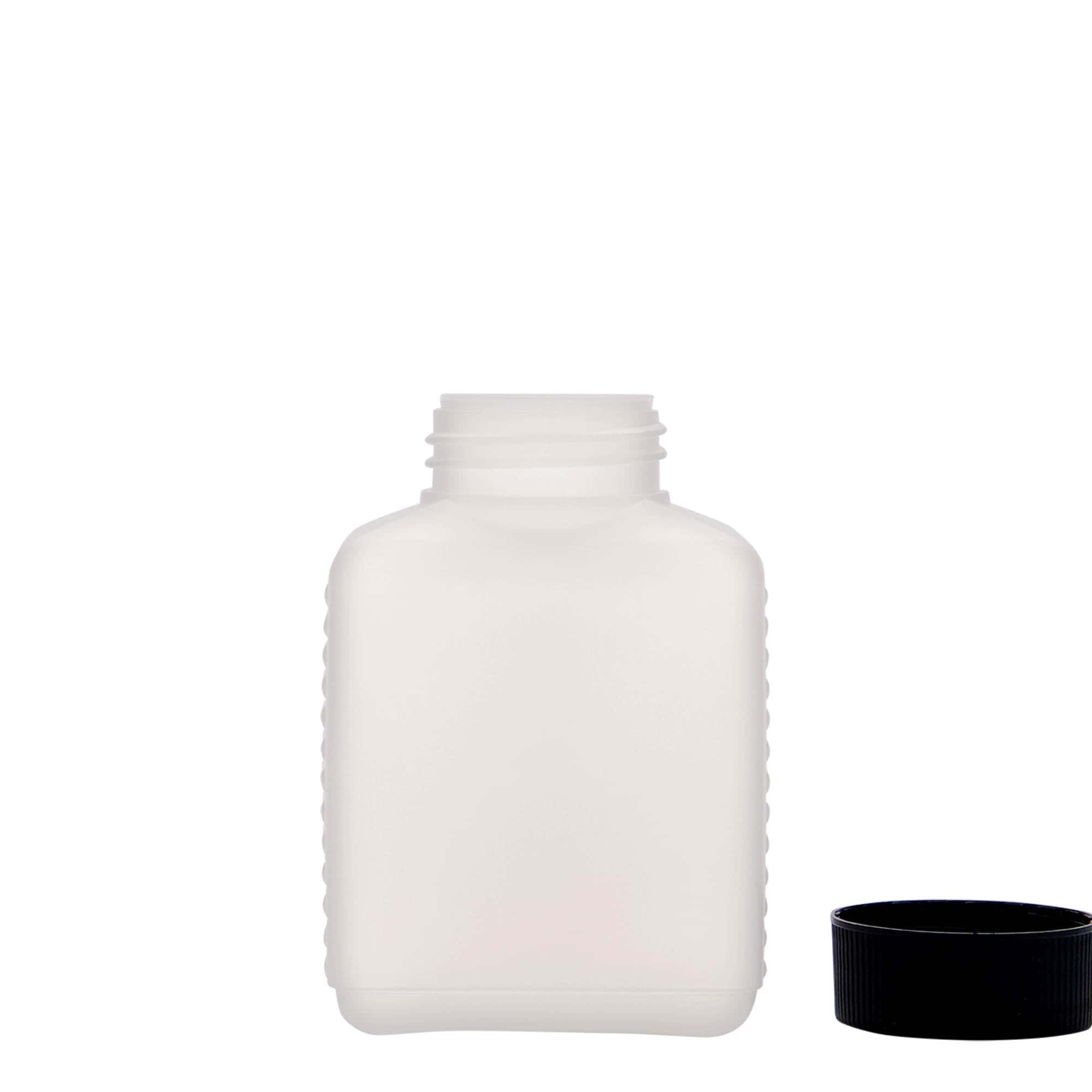 250 ml leveäkaul. pullo, nelikulm., HDPE-muovi, natur, suu: DIN 40 EPE 250 ml leveäkaul. pullo, nelikulm., HDPE-muovi, natur, suu: DIN 40 EPE