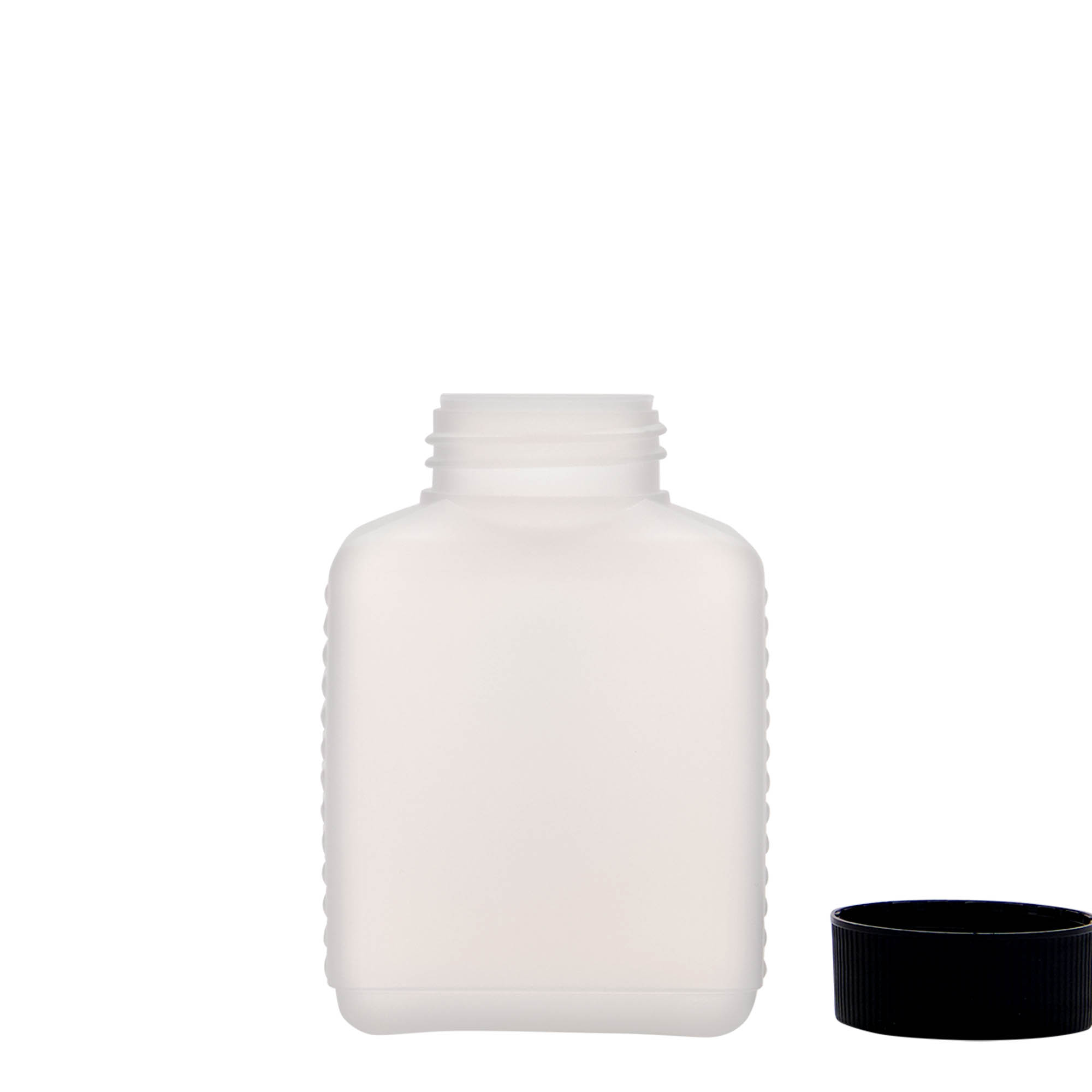 250 ml leveäkaulainen pullo, suorakaide, HDPE-muovi, luonnonväri, suuaukko: DIN 40 EPE 250 ml leveäkaulainen pullo, suorakaide, HDPE-muovi, luonnonväri, suuaukko: DIN 40 EPE