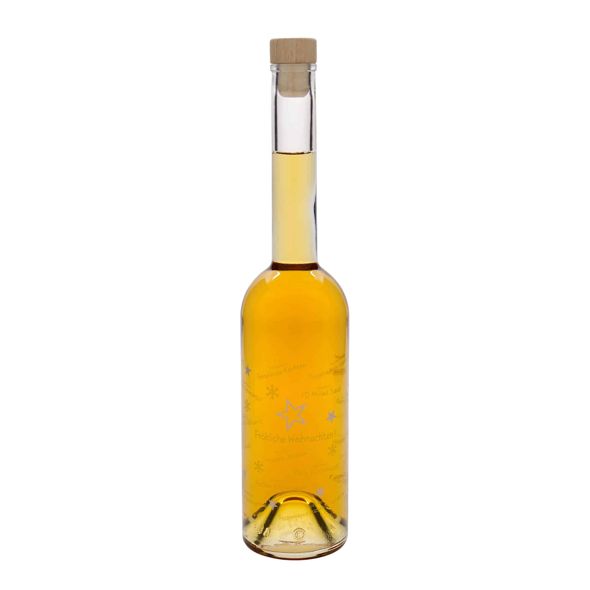 500 ml lasipullo 'Ooppera', kuvio: Maailman joulu, suu: korkki