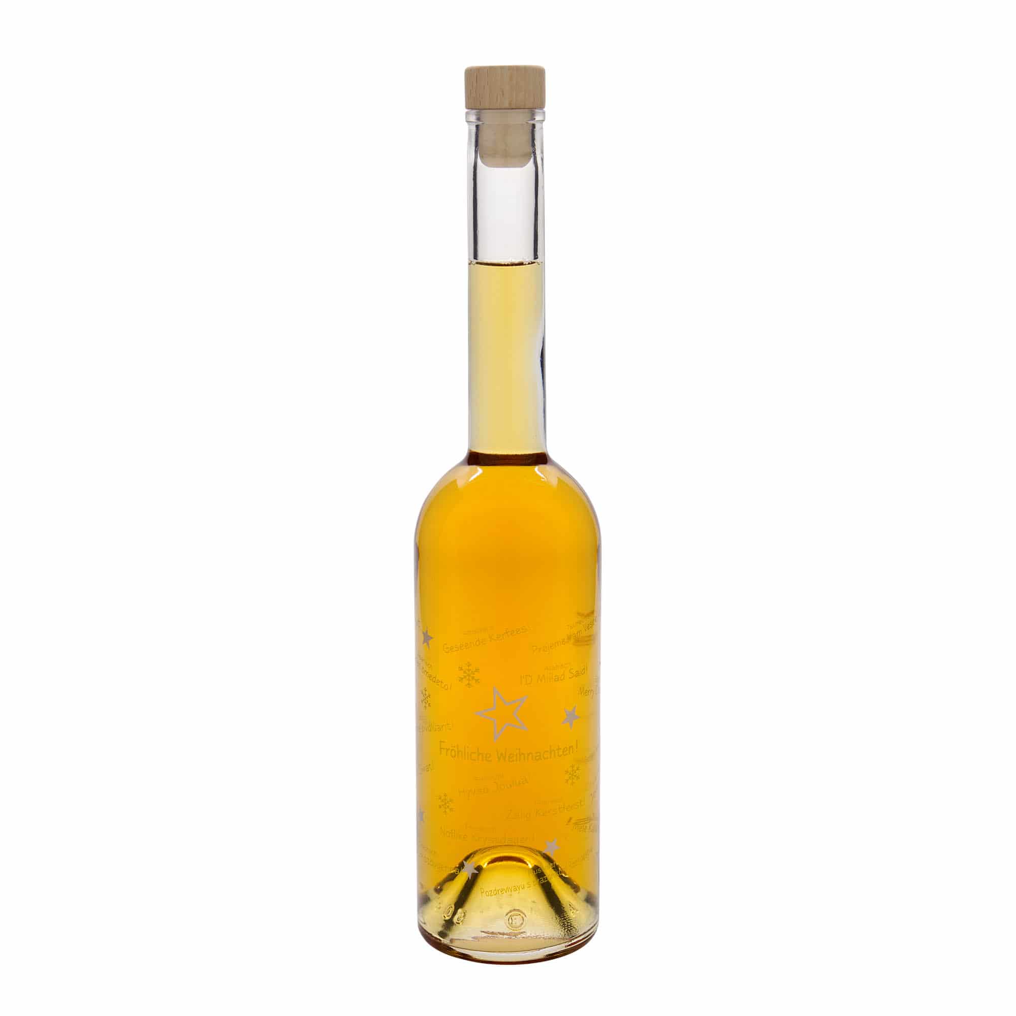 500 ml lasipullo ”Opera”, kuvitus: Joulu maailmalla, suuaukko: korkki