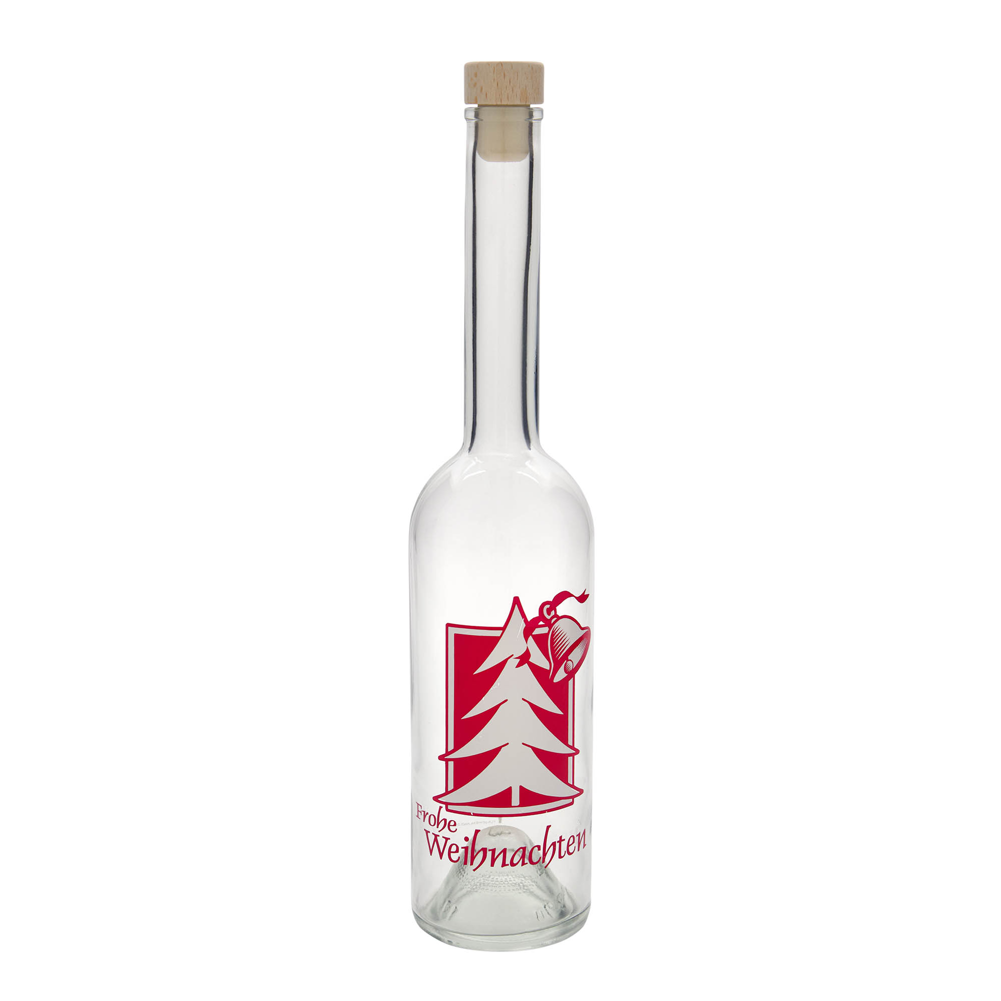 500 ml lasipullo 'Opera', kuvitus: joulutervehdys, suuaukko: korkki