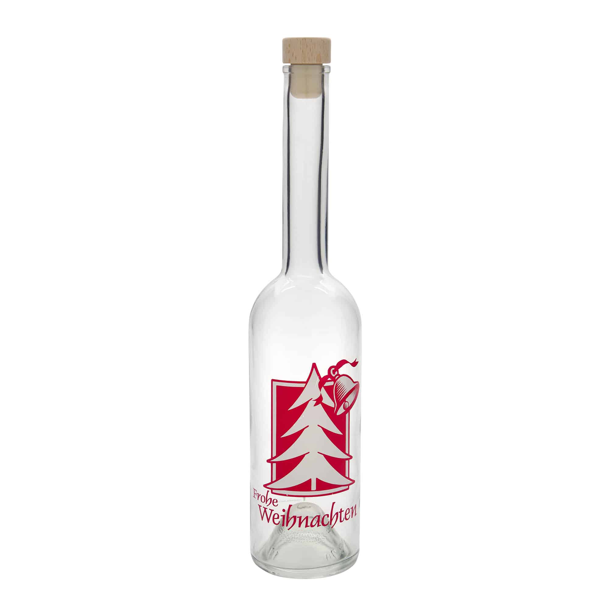 500 ml lasipullo ”Opera”, kuvitus: joulutervehdys, suuaukko: korkki