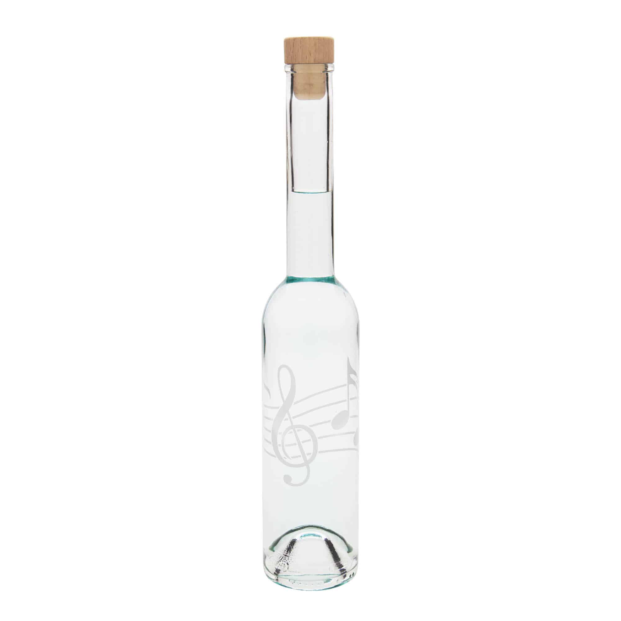350 ml lasipullo ”Opera”, kuvio: nuotit, suuaukko: korkki