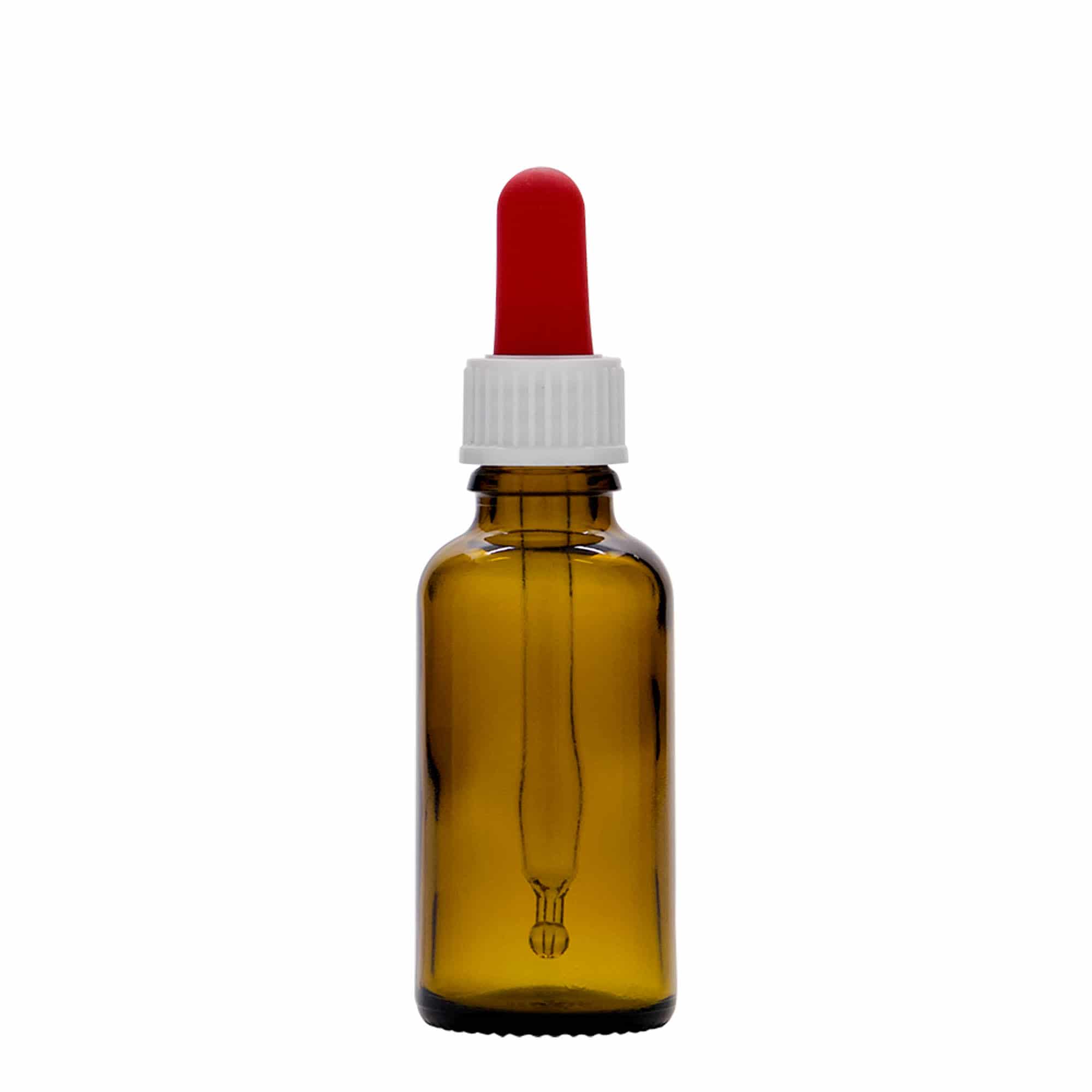 30 ml lääketieteellinen pipettipullo, lasia, ruskea, suuaukko: DIN 18