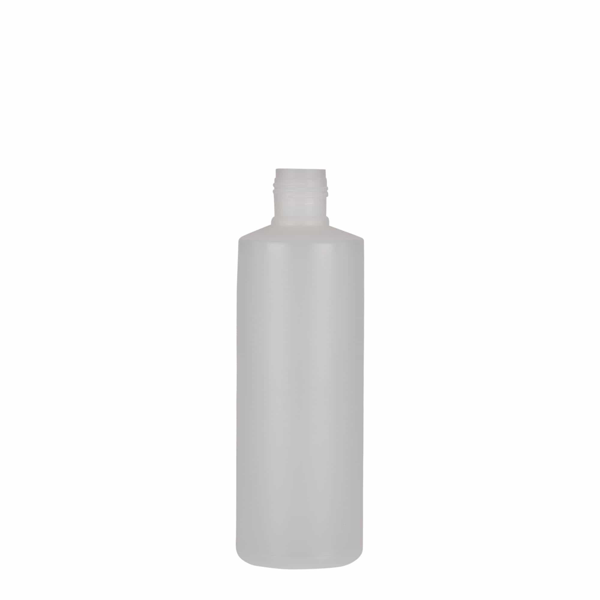 200 ml pyöreä pullo, PE-muovi, luonnonvärinen, suuaukko: ruuvikorkki