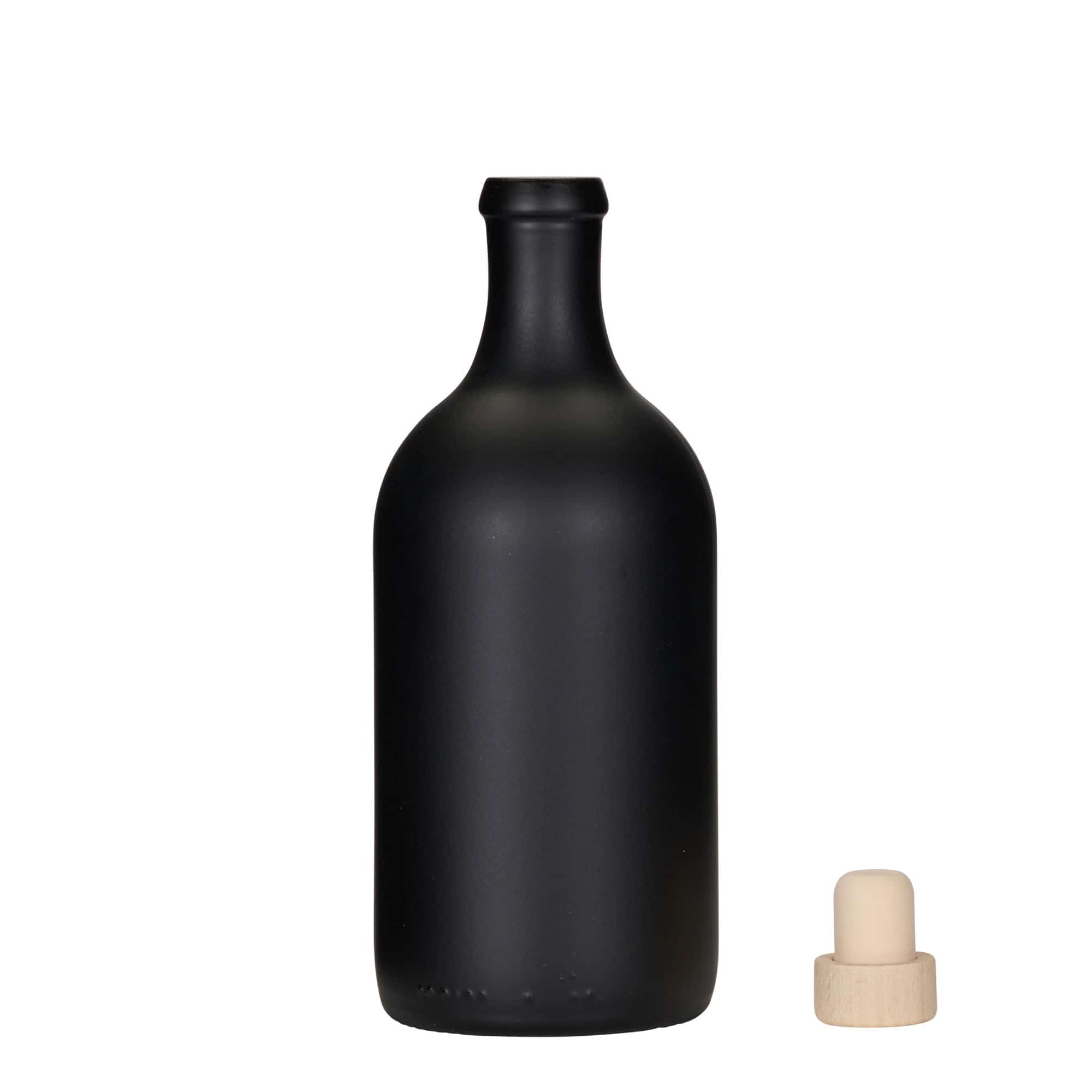 500 ml lasipullo 'Ginevra Leggera', musta, suuaukko: korkki