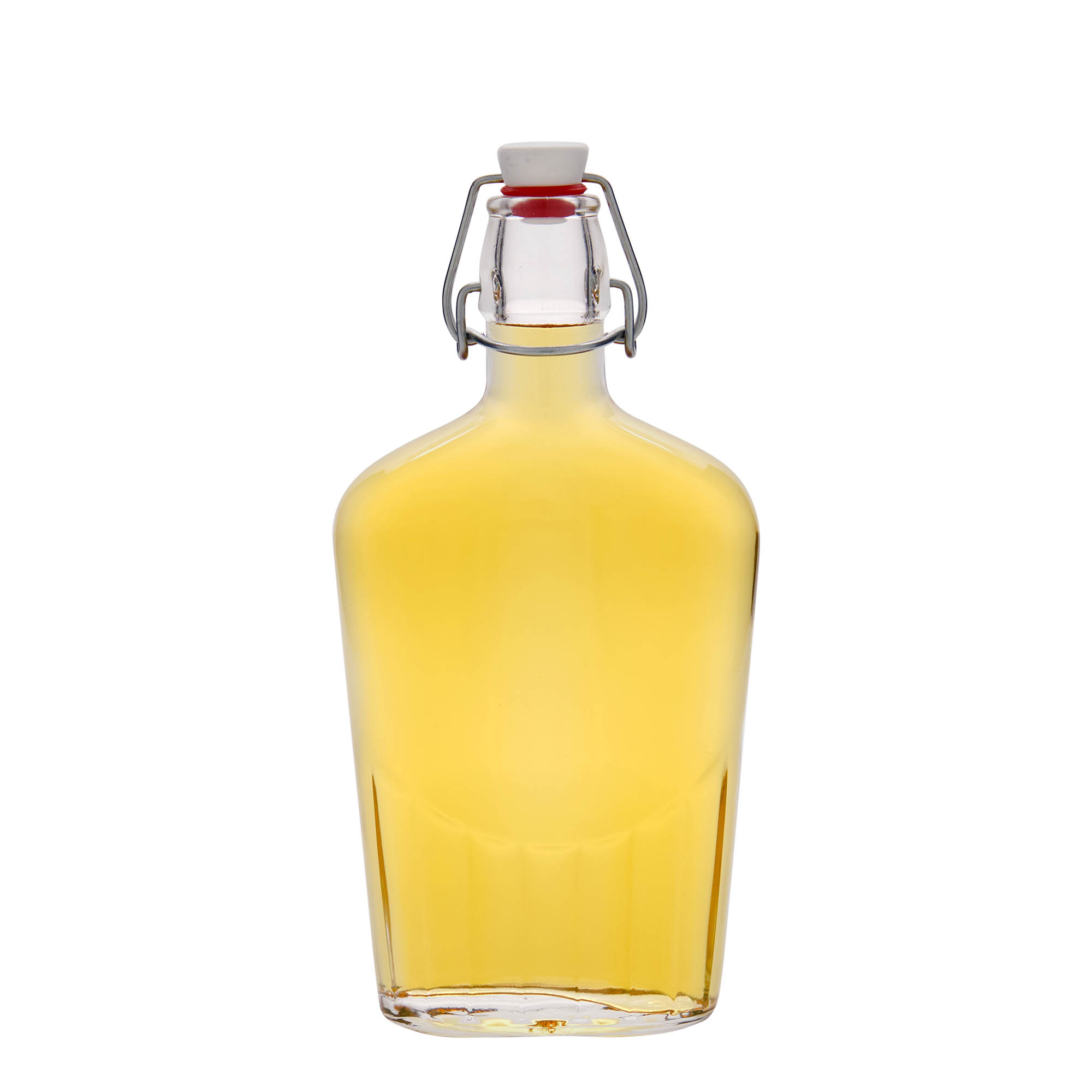 500 ml lasipullo 'Fiaschetta', soikea, suuaukko: lukittava metallikorkki 500 ml lasipullo 'Fiaschetta', soikea, suuaukko: lukittava metallikorkki