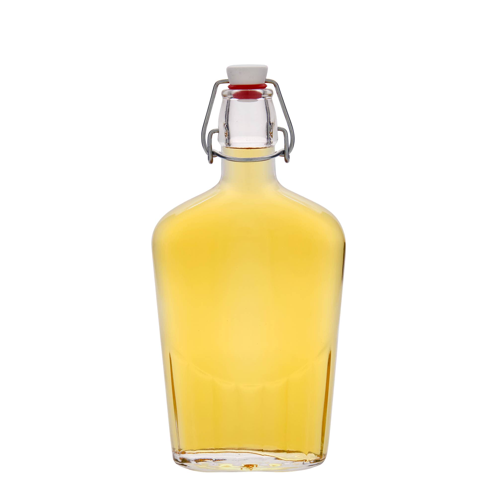 500 ml lasipullo 'Fiaschetta', soikea, suuaukko: lukittava metallikorkki