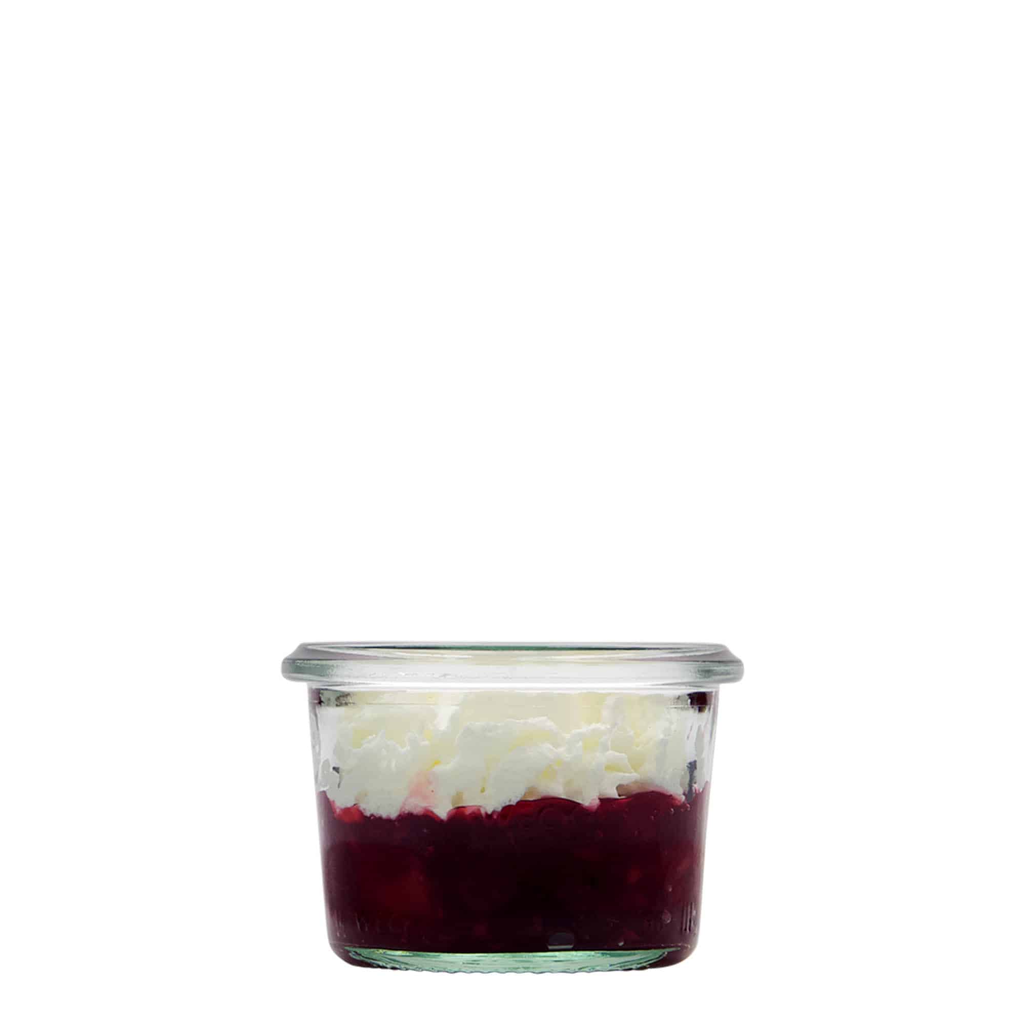 80 ml WECK sylinterimäinen lasipurkki, suu: pyöreä reuna