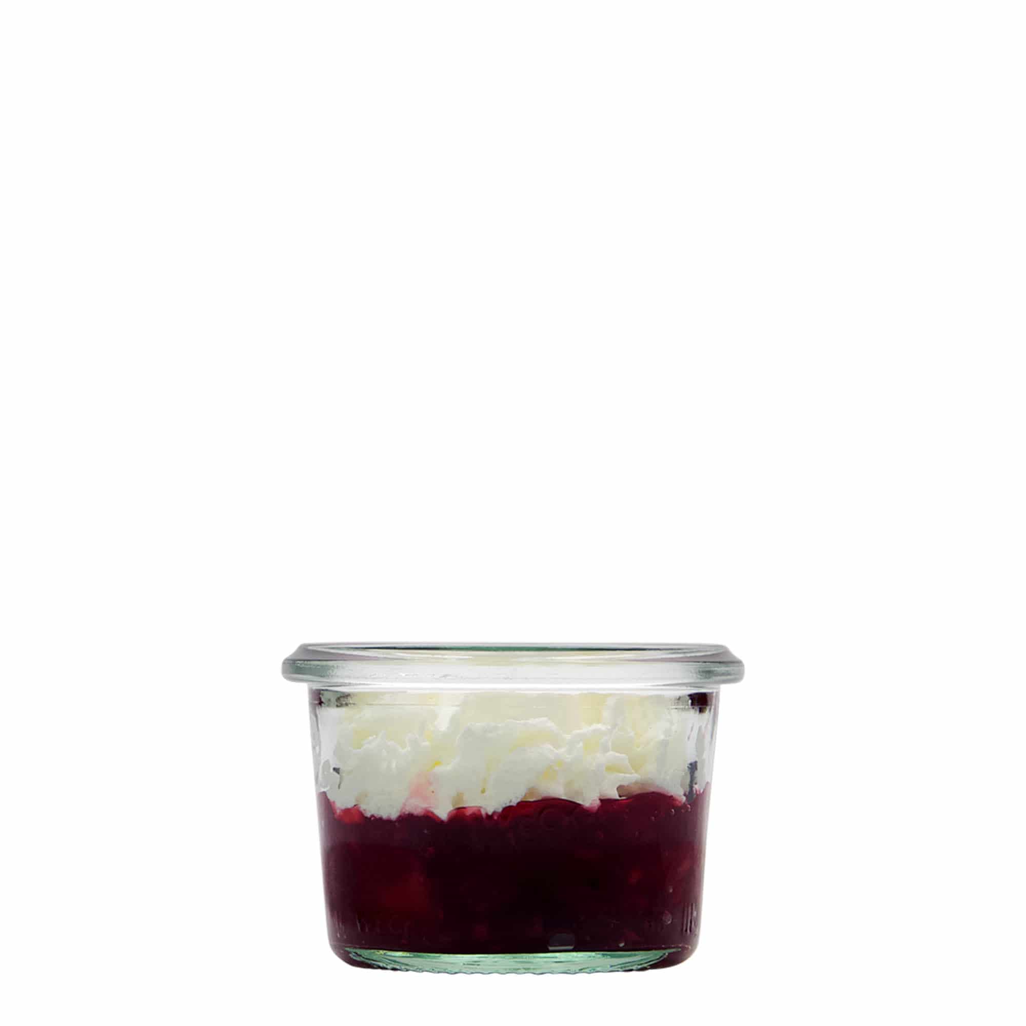 80 ml WECK-käännettävä lasi, suuaukon reuna: pyöreä reuna 80 ml WECK-käännettävä lasi, suuaukon reuna: pyöreä reuna