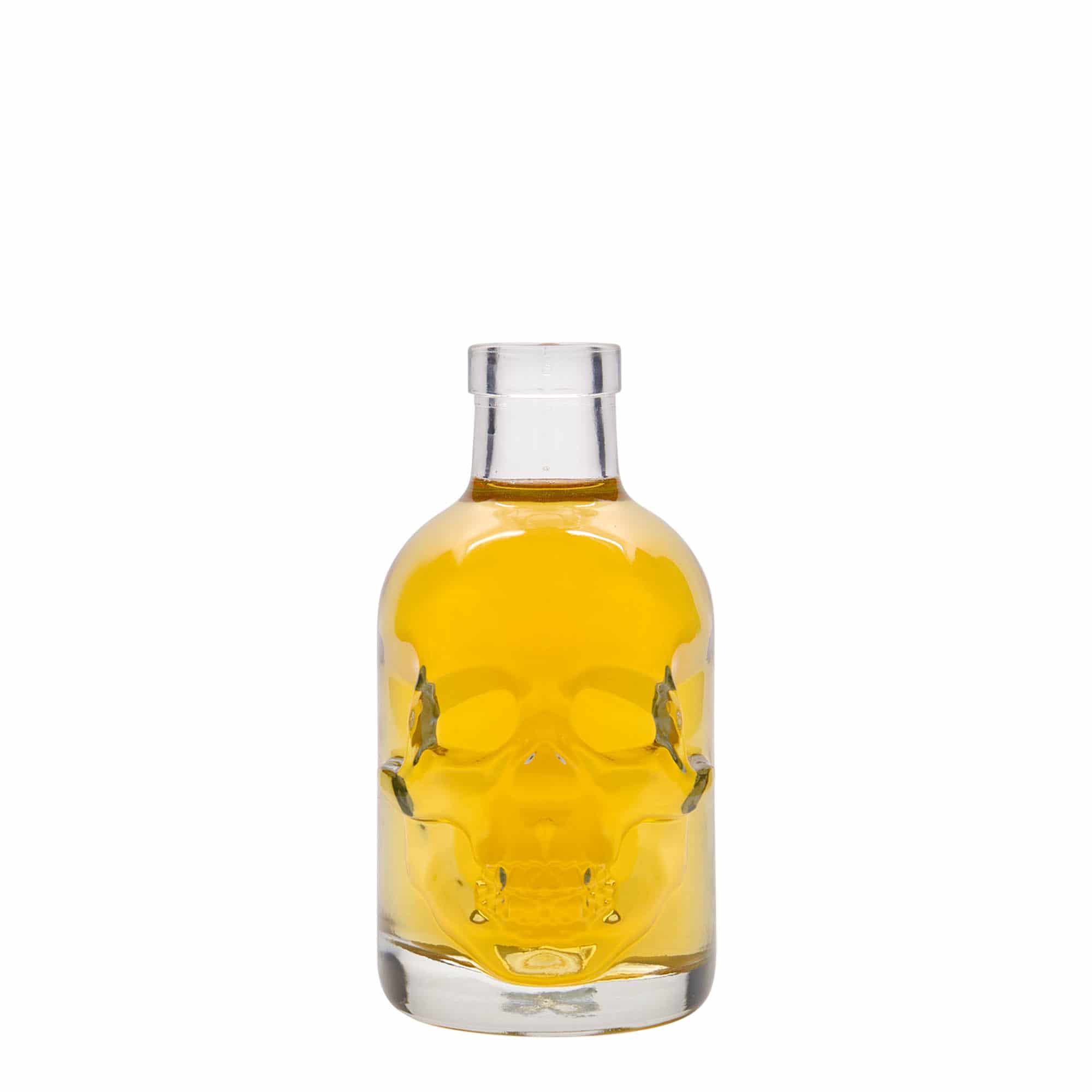 200 ml lasipullo 'Pääkallo', suu: korkki